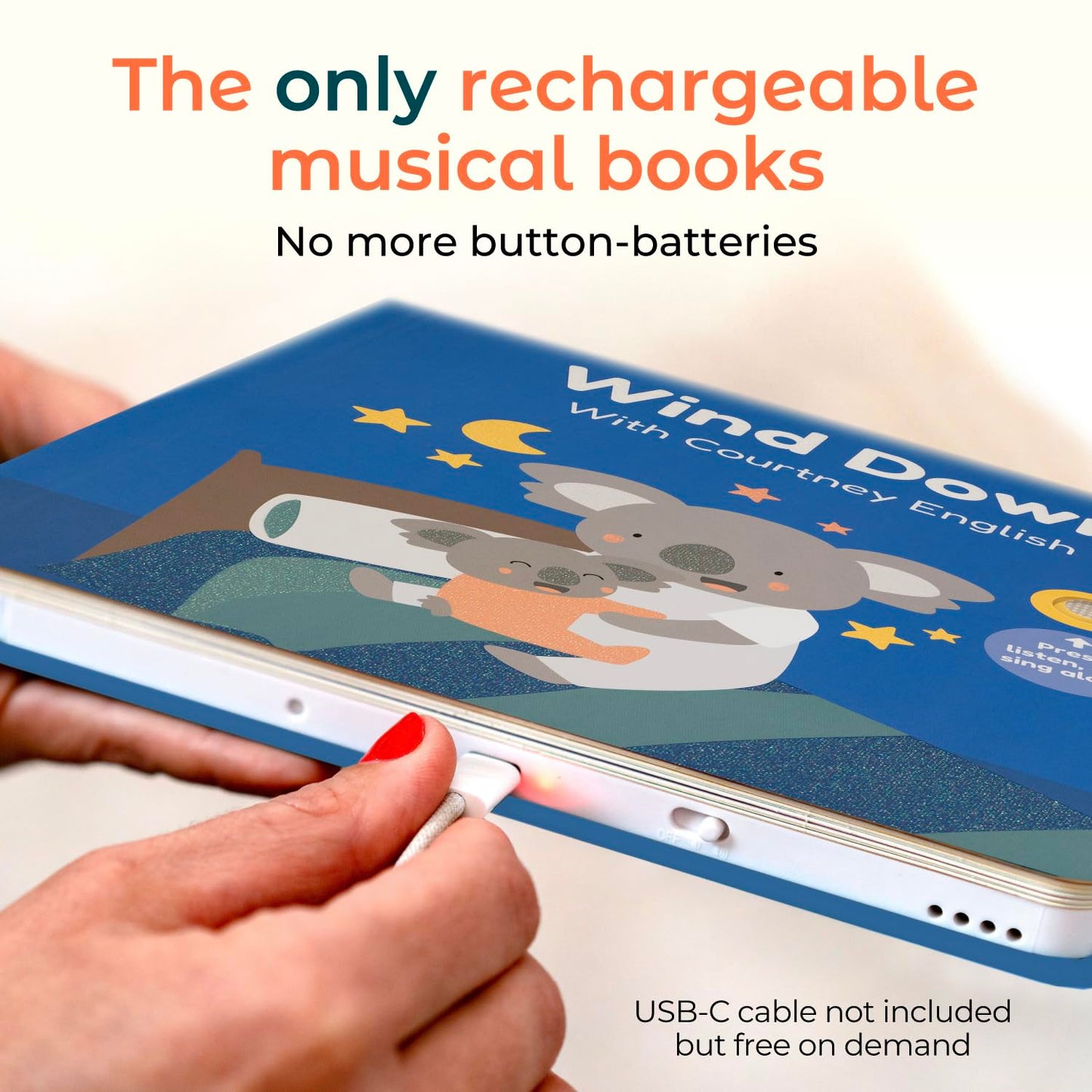 Cali’s Books Wind Down – USB-C Rechargeable Bedtime Musical Book for Toddlers 1-3