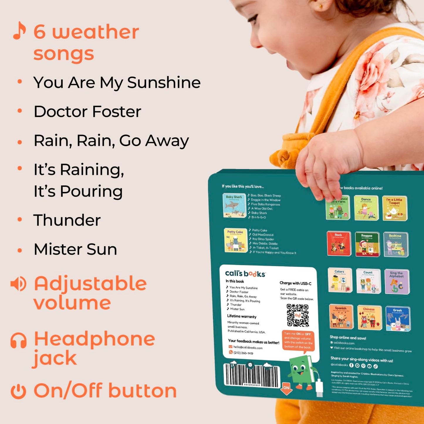 Cali's Books You Are My Sunshine Music Book for Toddlers | Interactive Nursery Rhymes