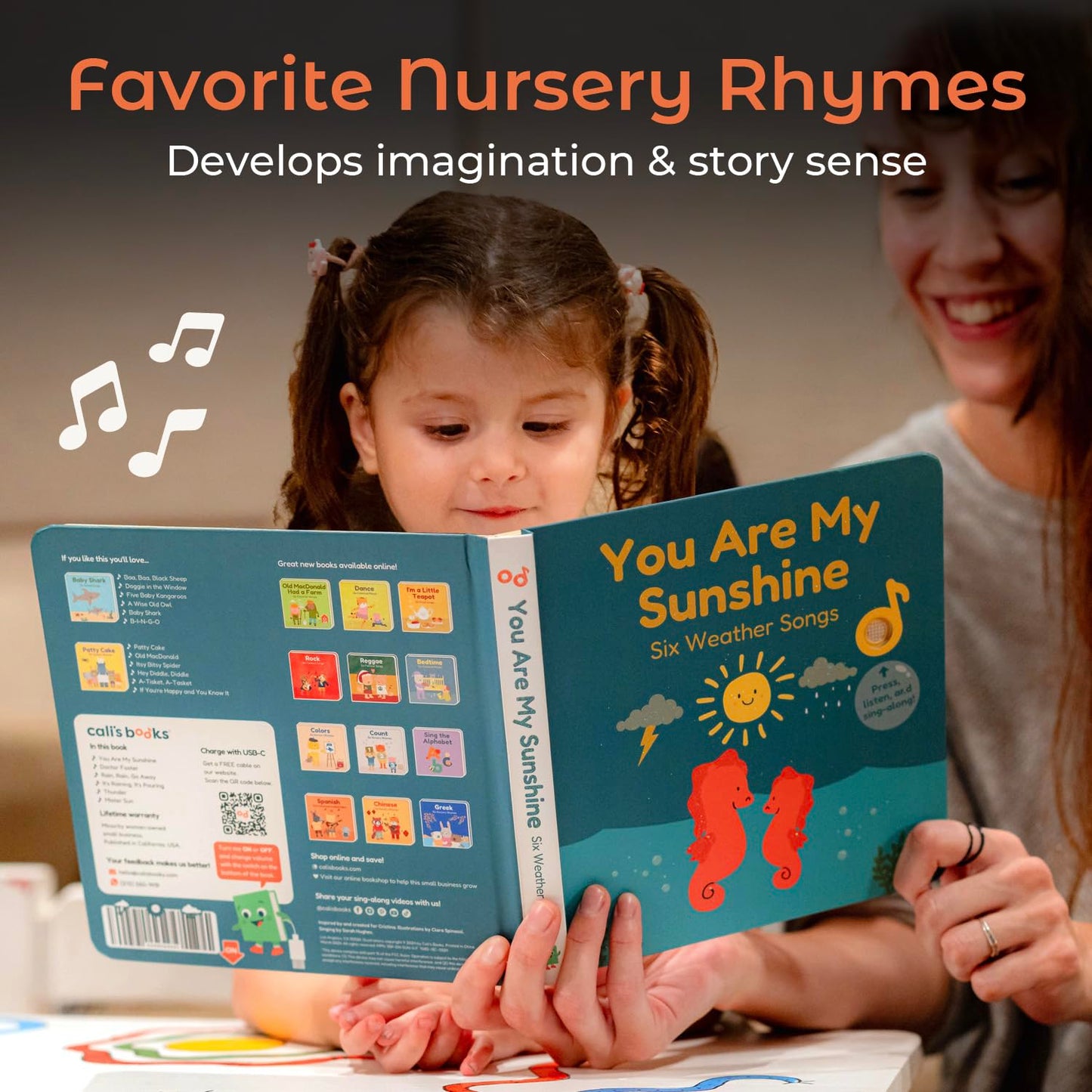 Cali's Books You Are My Sunshine Music Book for Toddlers | Interactive Nursery Rhymes
