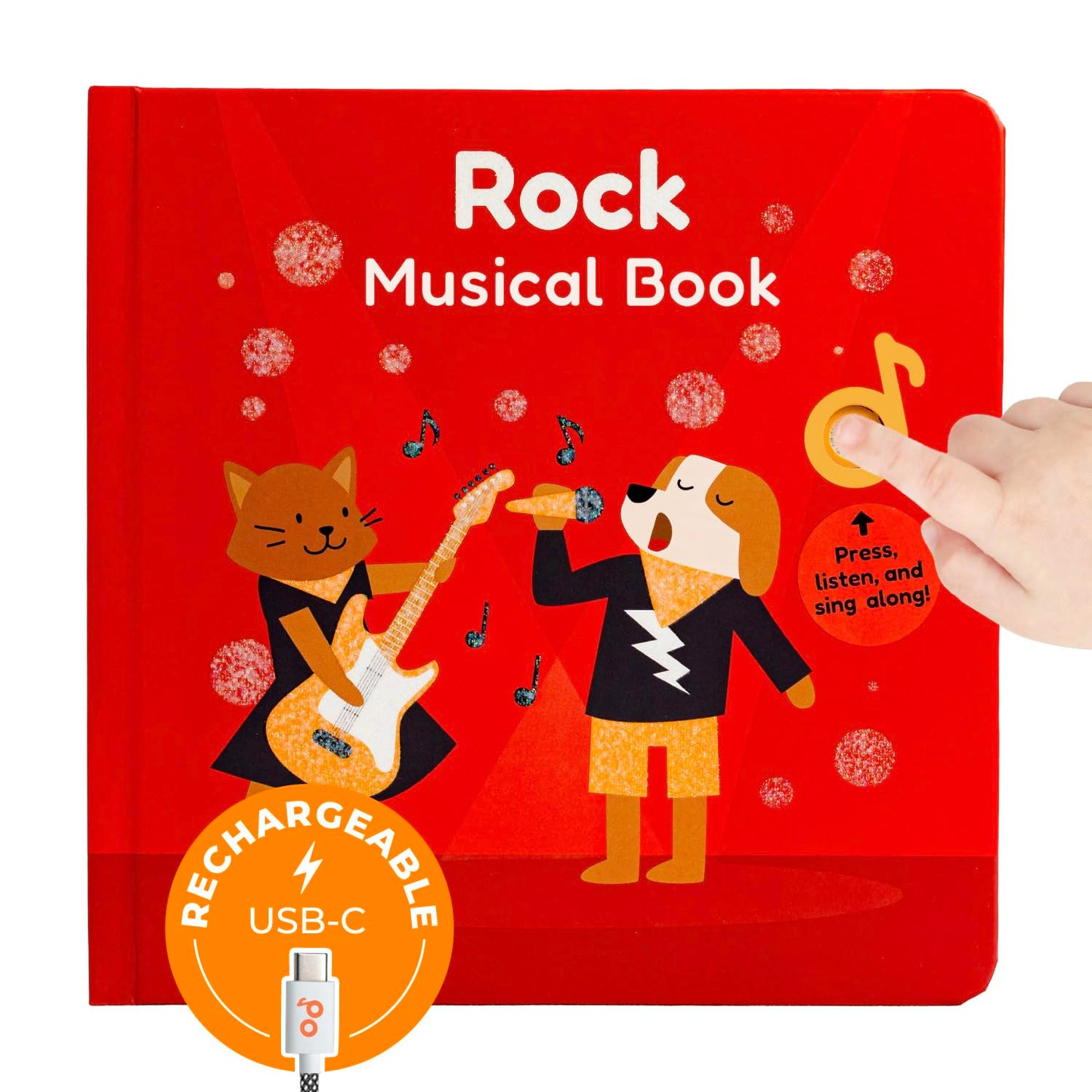 Cali's Books Rock Music Book for Toddlers 1-3 – Singing Button Sound Board, USB-C Rechargeable