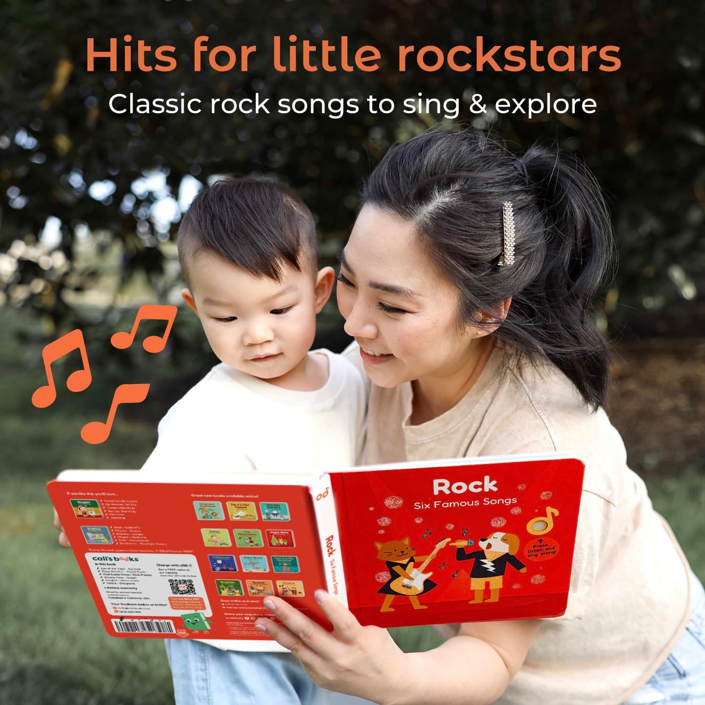 Cali's Books Rock Music Book for Toddlers 1-3 – Singing Button Sound Board, USB-C Rechargeable