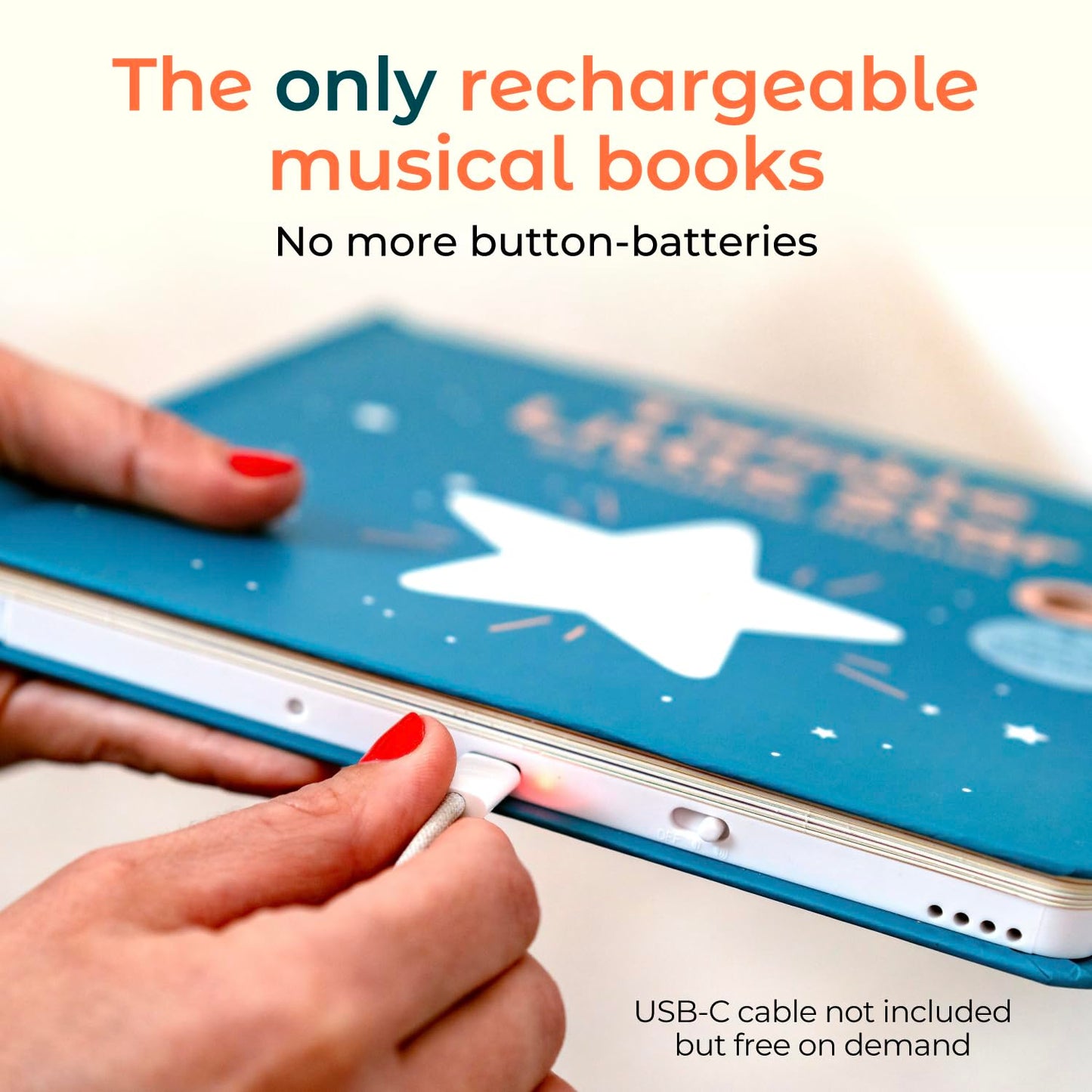 Cali's Books Twinkle Twinkle Little Star – USB-C Rechargeable Musical Book for Toddlers 1–3 | Bedtime Lullabies