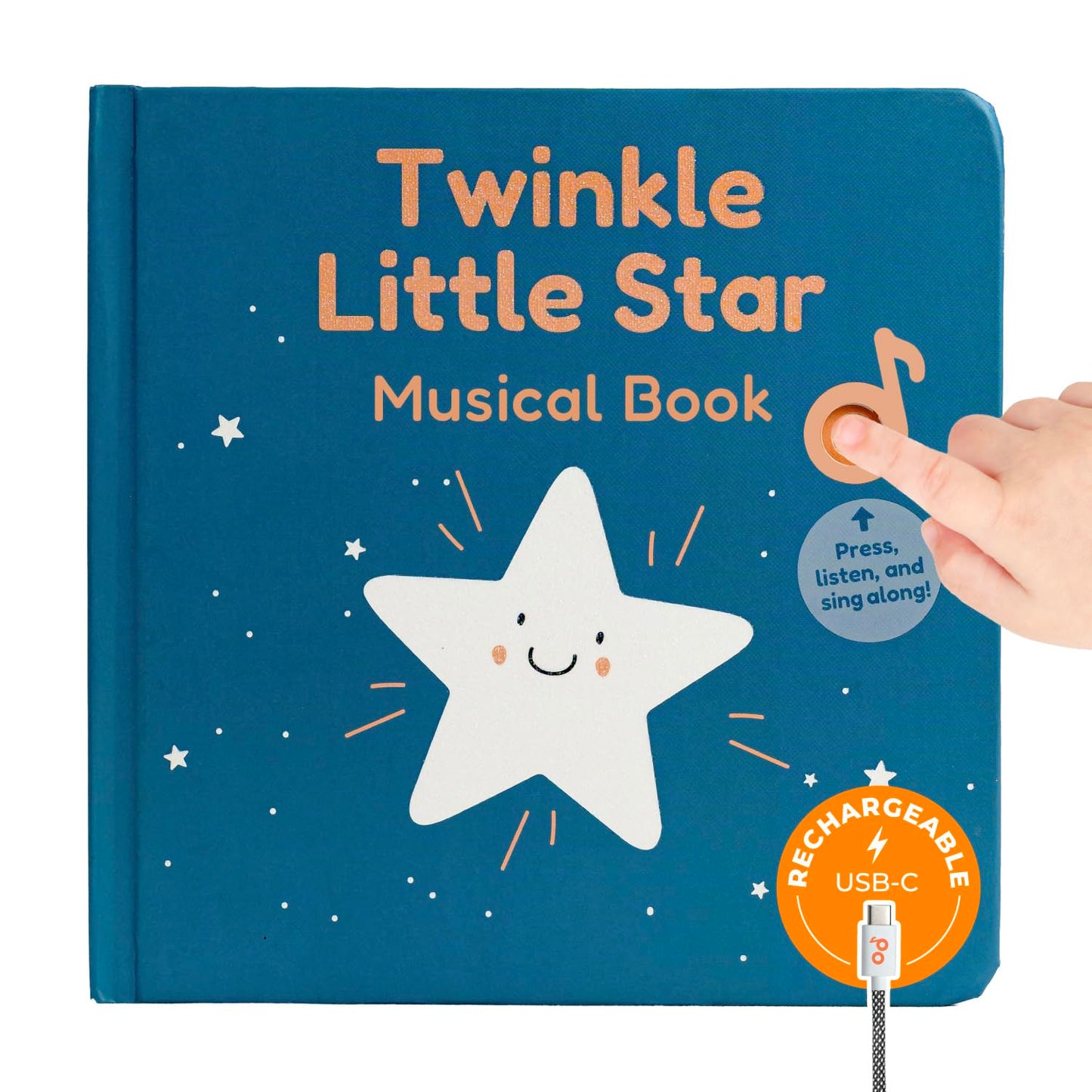 Cali's Books Twinkle Twinkle Little Star – USB-C Rechargeable Musical Book for Toddlers 1–3 | Bedtime Lullabies