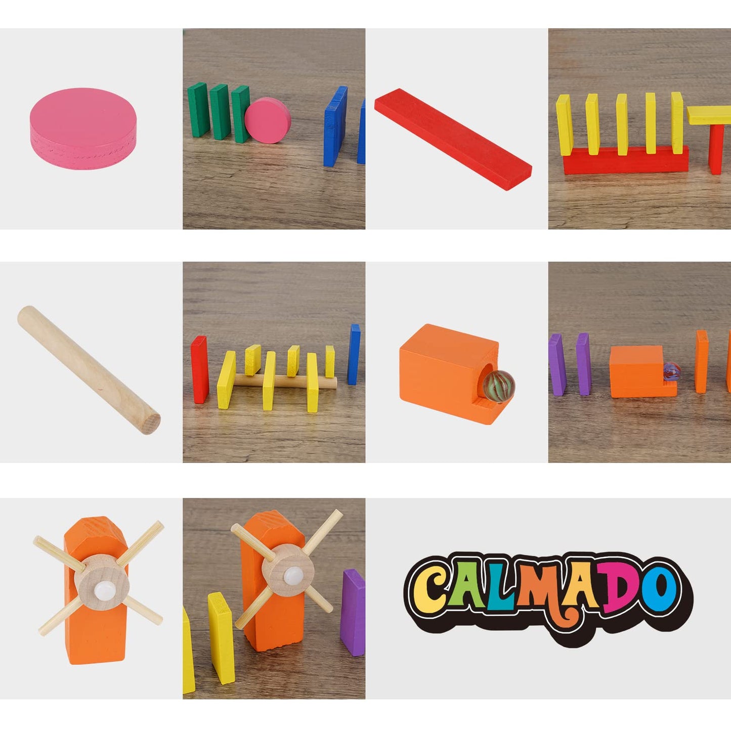 Calmado 1000-Piece Wooden Domino Set for Kids 4-12 – Includes Bag & Instructions
