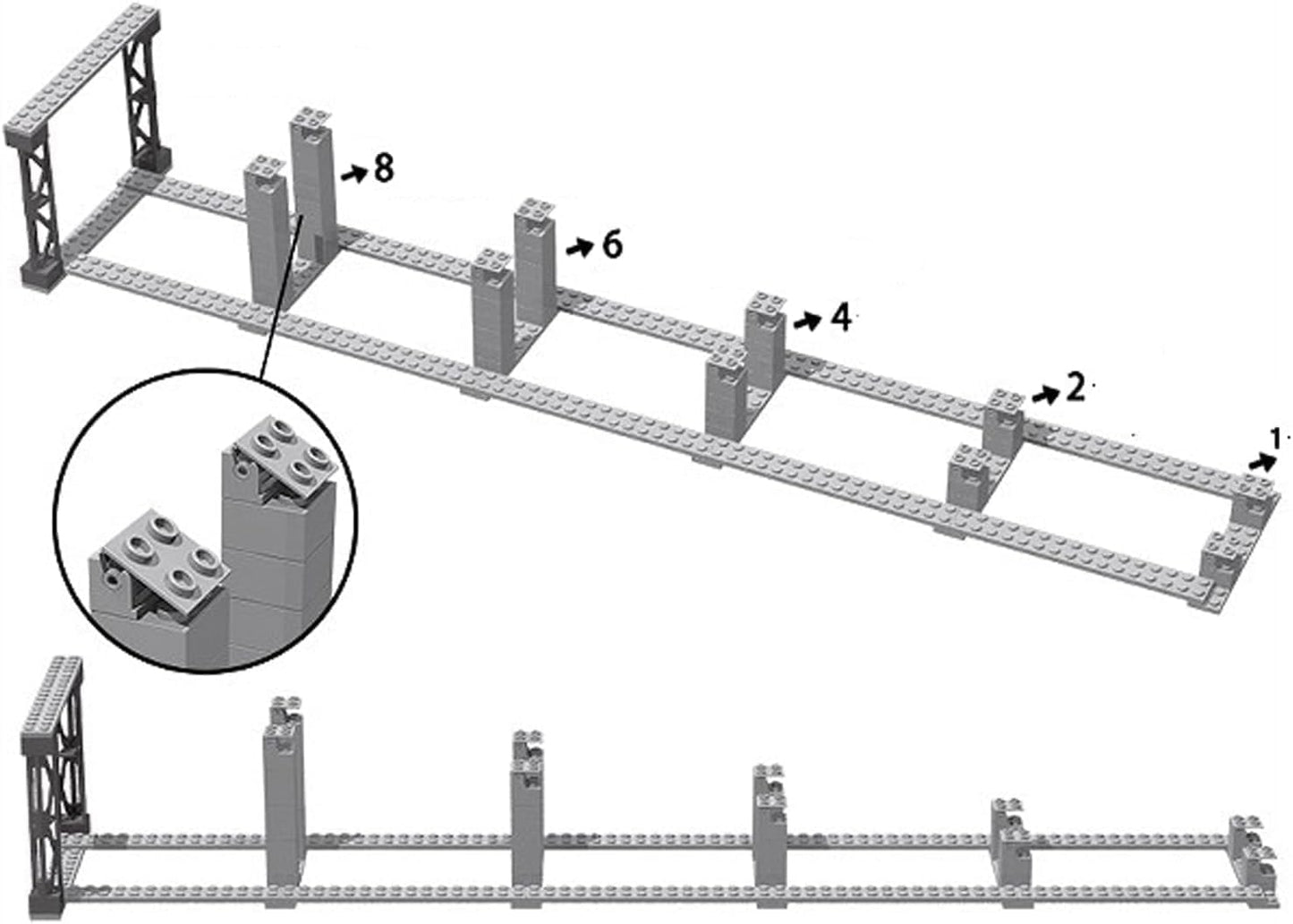 CALMDR 202 Pcs City Train Tracks Set — Compatible with Lego, Uphill/Downhill Bridge (6+)
