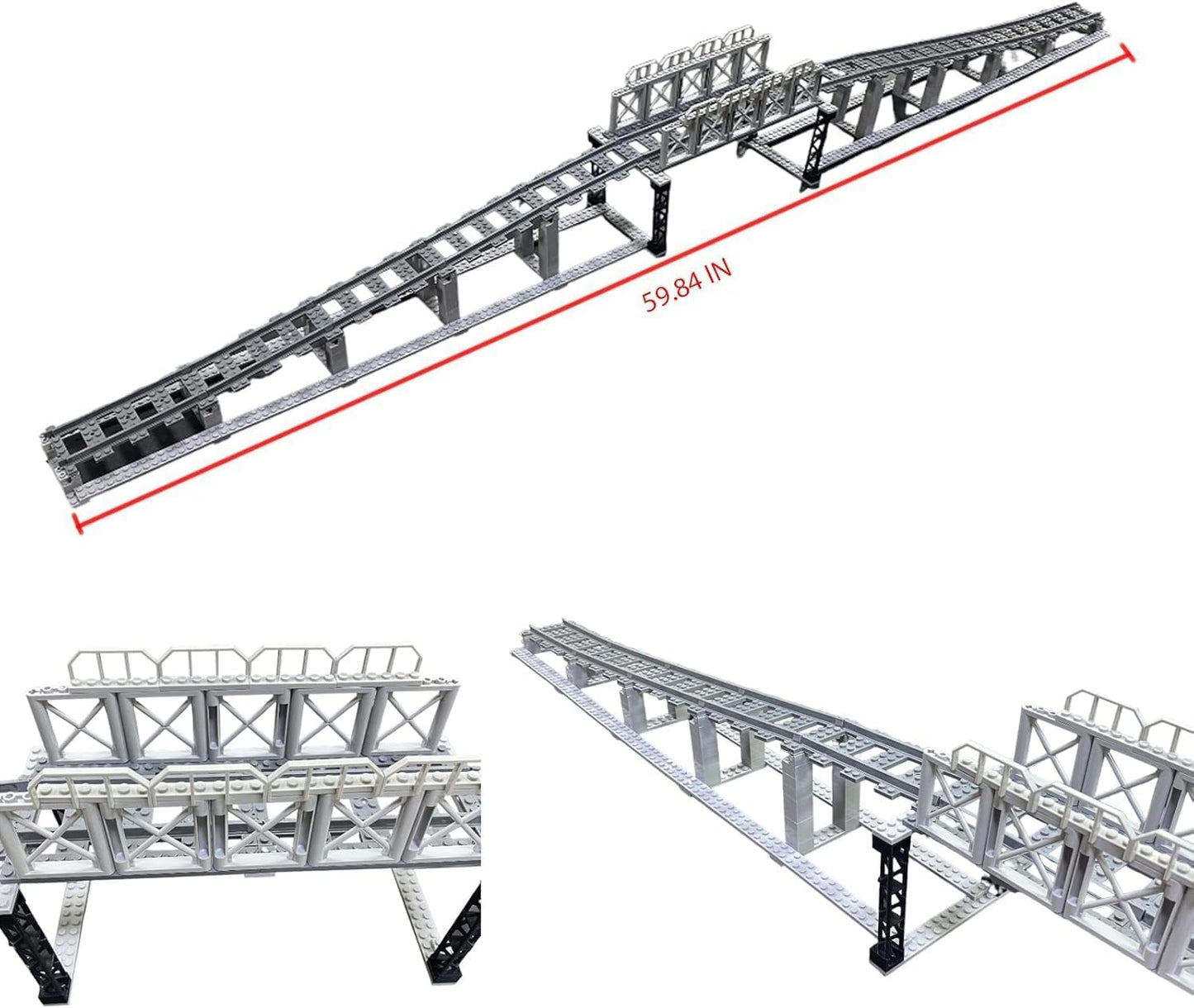 CALMDR 202 Pcs City Train Tracks Set — Compatible with Lego, Uphill/Downhill Bridge (6+)