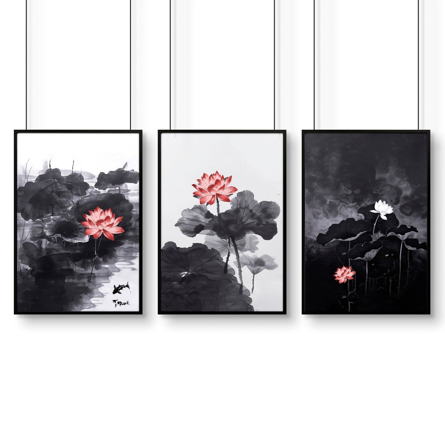 Calming Art | Set of 3 Asian Inspired Wall art Prints