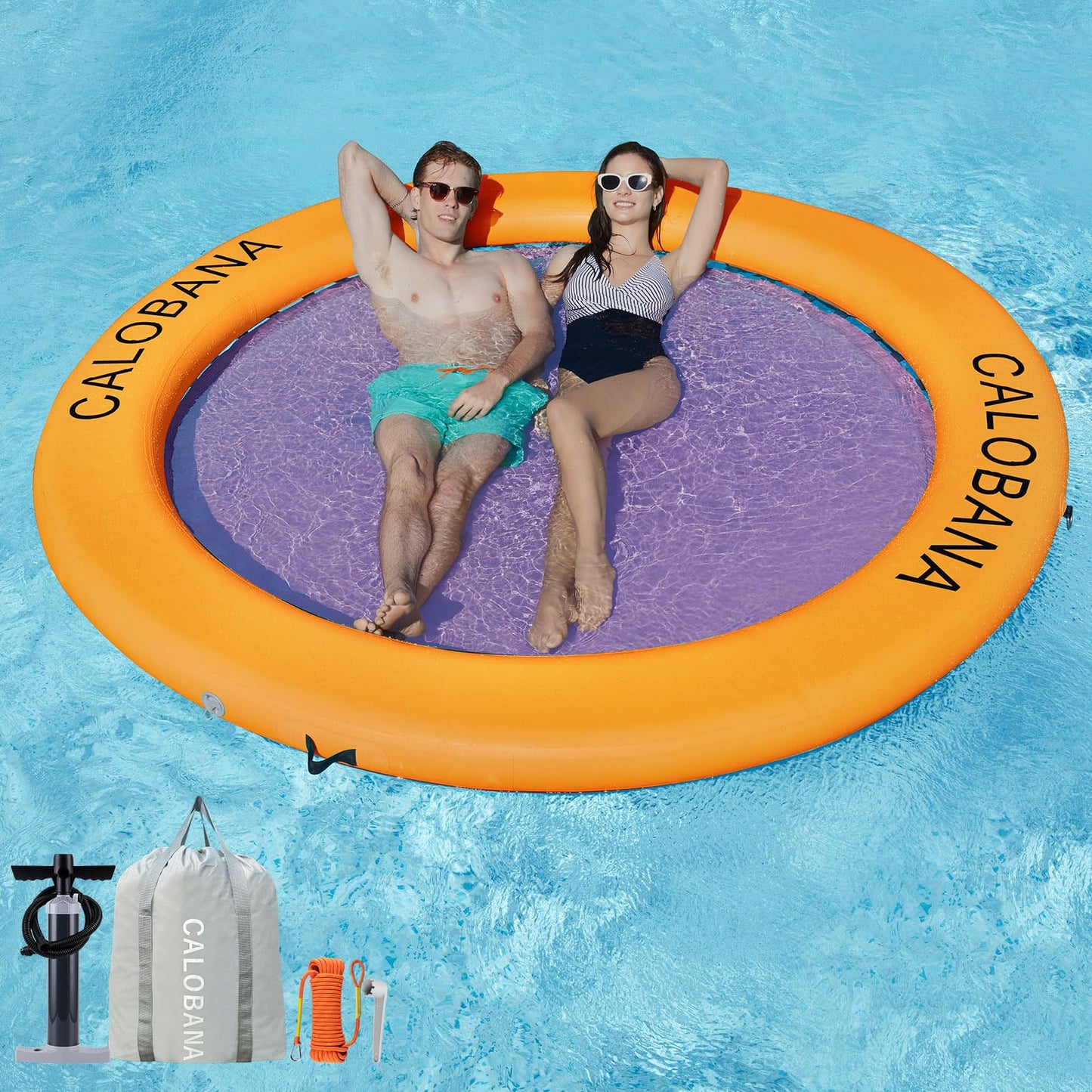 CALOBANA 8' x 8' Heavy-Duty Floating Hammock – Multi-Person Lake & Pool Island