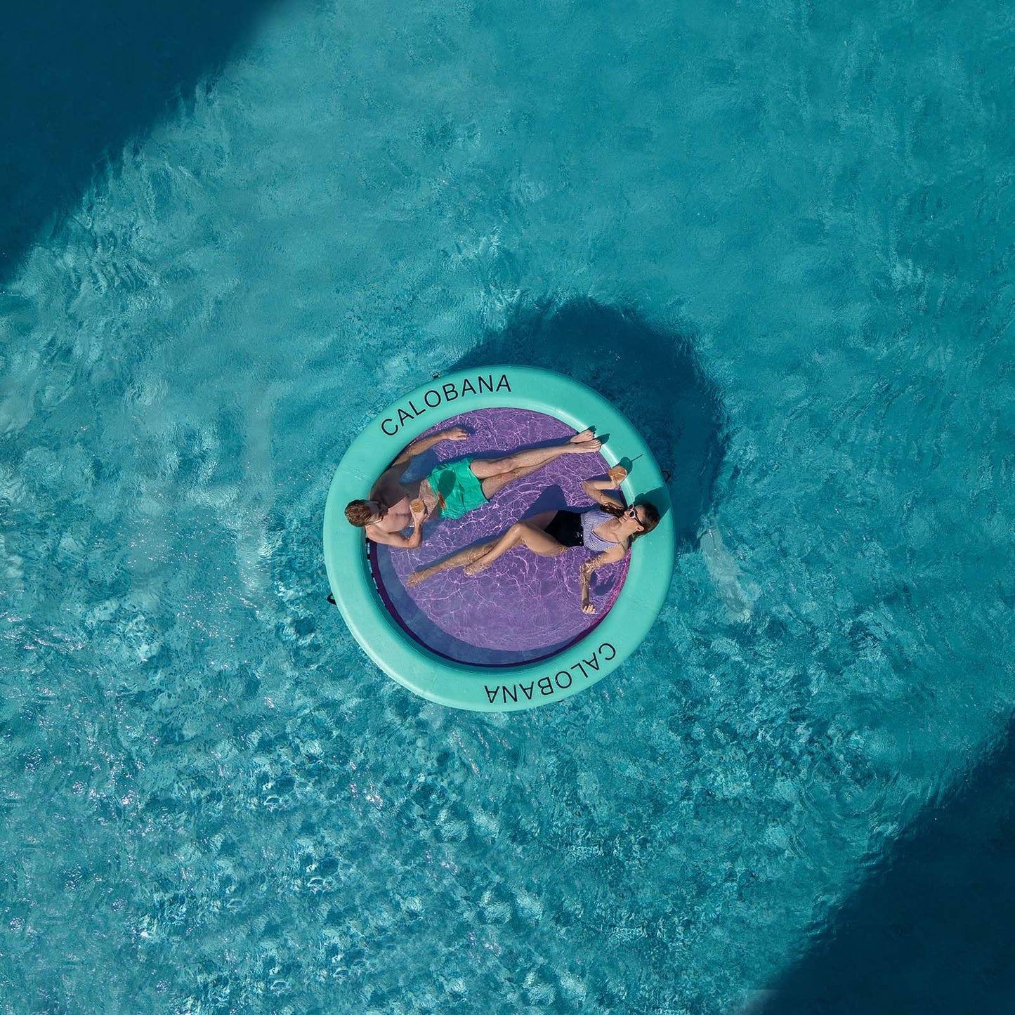 CALOBANA 6ft Heavy Duty Inflatable Water Hammock – Round Island Pool Lounger (Mint Green & Pink)