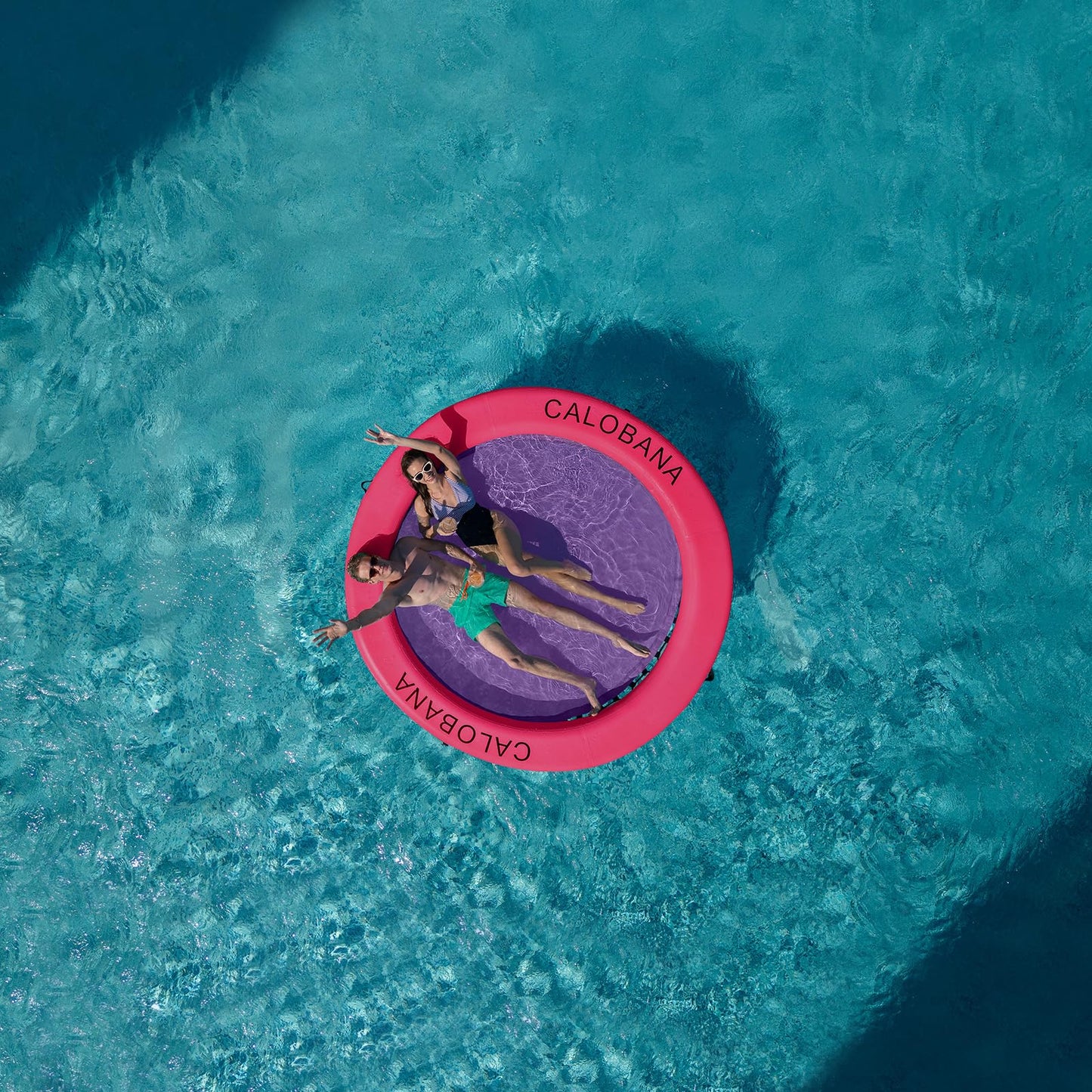 CALOBANA 8ft Round Inflatable Dock – Heavy Duty Water Hammock Ring Island (Pink)