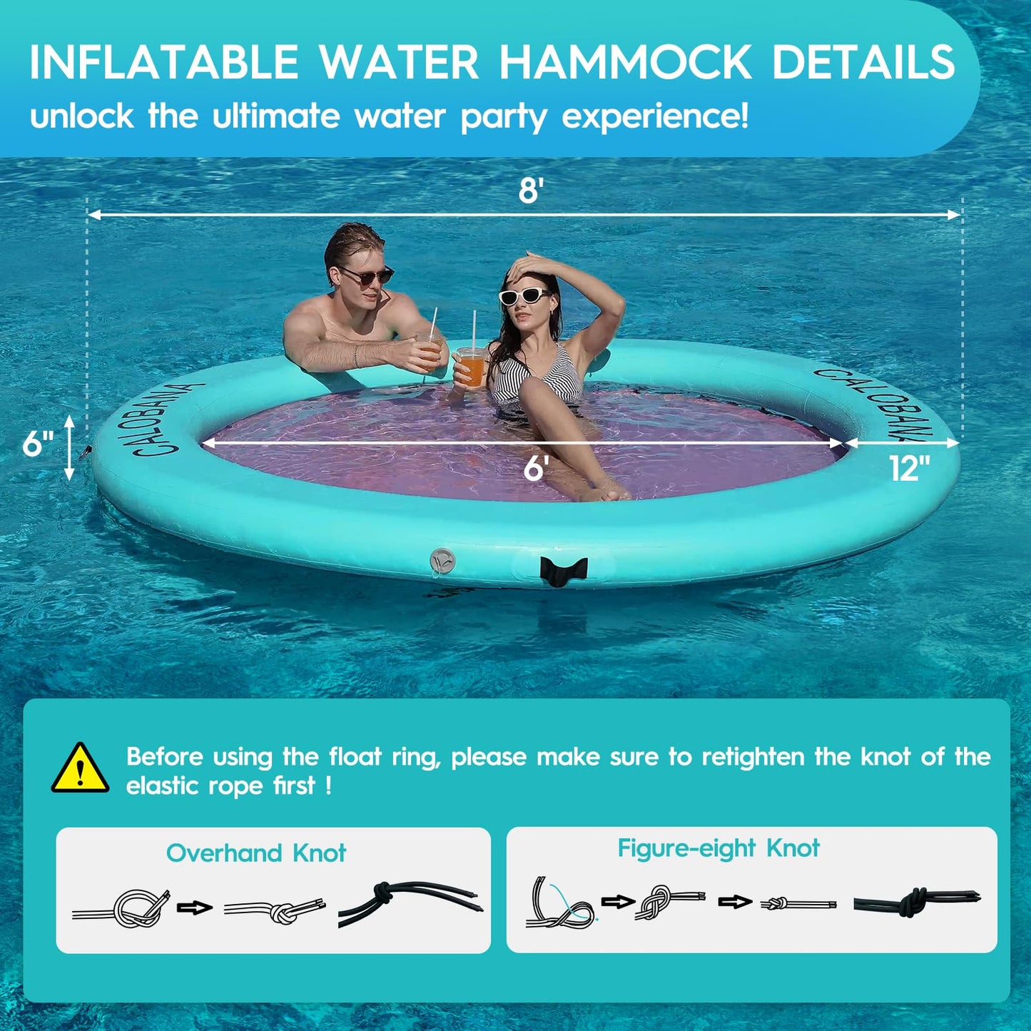 CALOBANA 8' x 8' Water Hammock — Floating Island & Pool Lounge