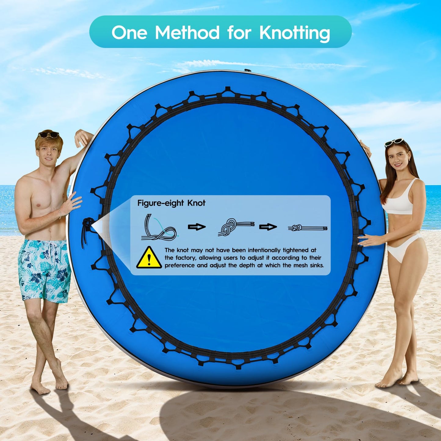 CALOBANA 8ft Round Inflatable Water Hammock – Heavy-Duty Floating Dock Island for Adults