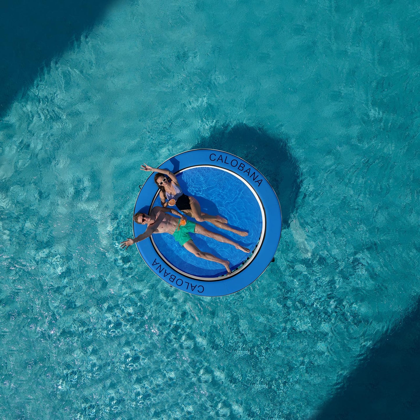 CALOBANA 8ft Round Inflatable Water Hammock – Heavy-Duty Floating Dock Island for Adults
