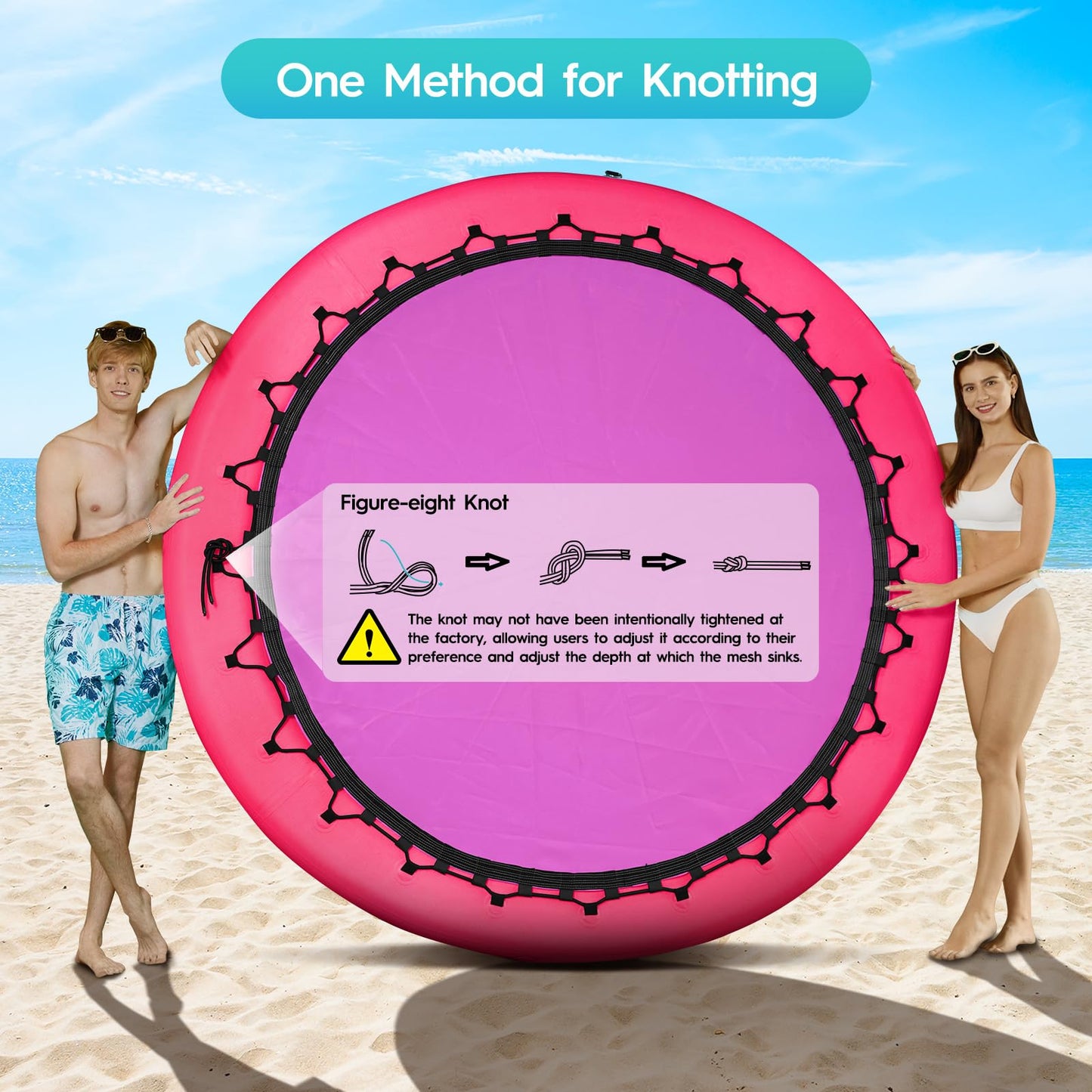 CALOBANA 8ft Round Inflatable Dock – Heavy Duty Water Hammock Ring Island (Pink)
