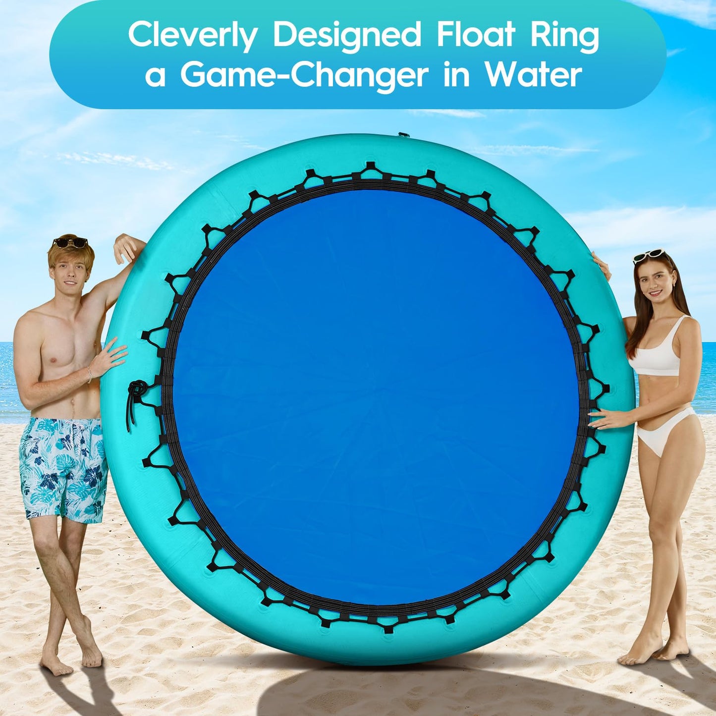 CALOBANA 6ft Heavy Duty Inflatable Water Hammock – Round Floating Island for Lakes, Rivers & Pools