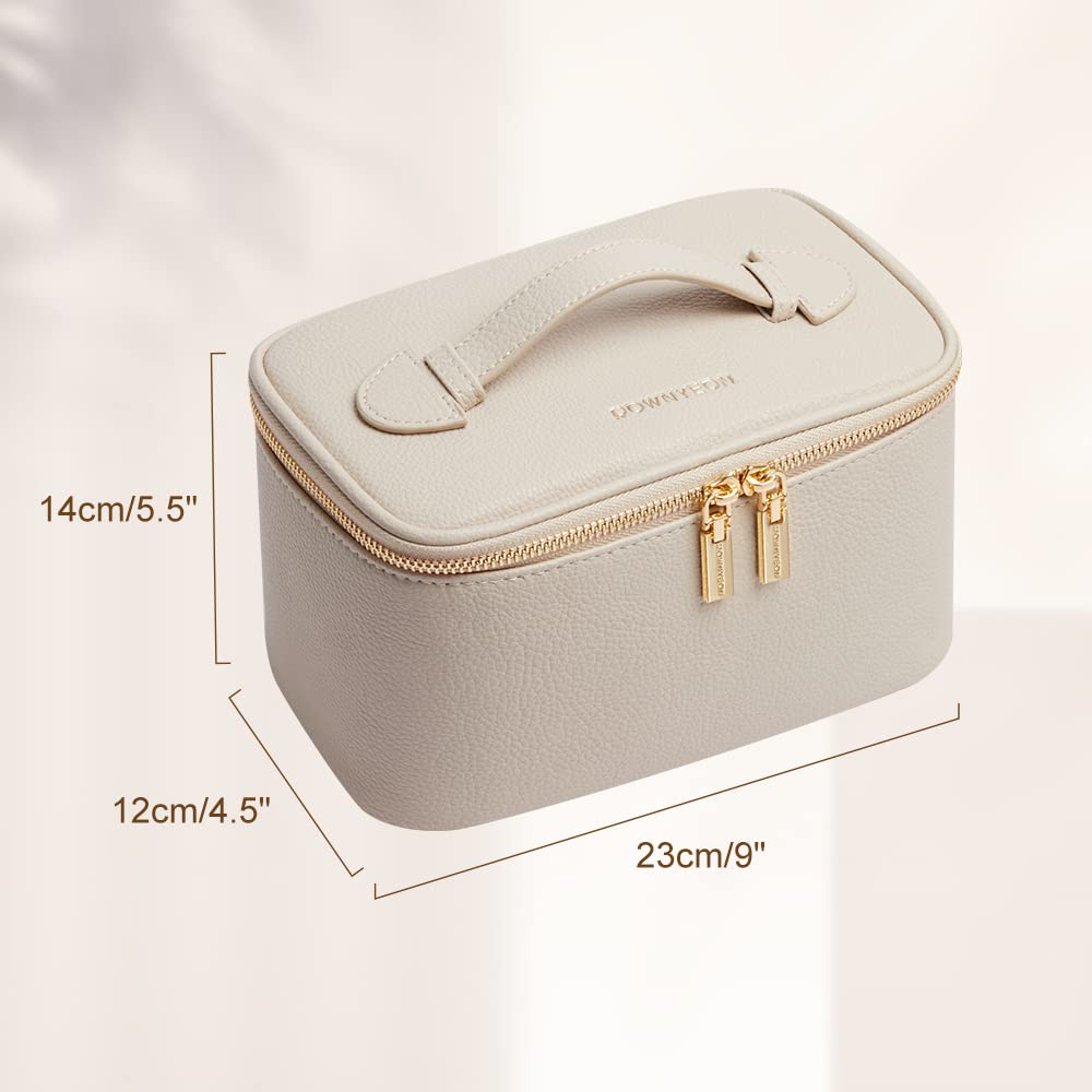 Camdeez ROWNYEON Makeup Bag — Portable Travel Cosmetic Organizer for Women, Beige