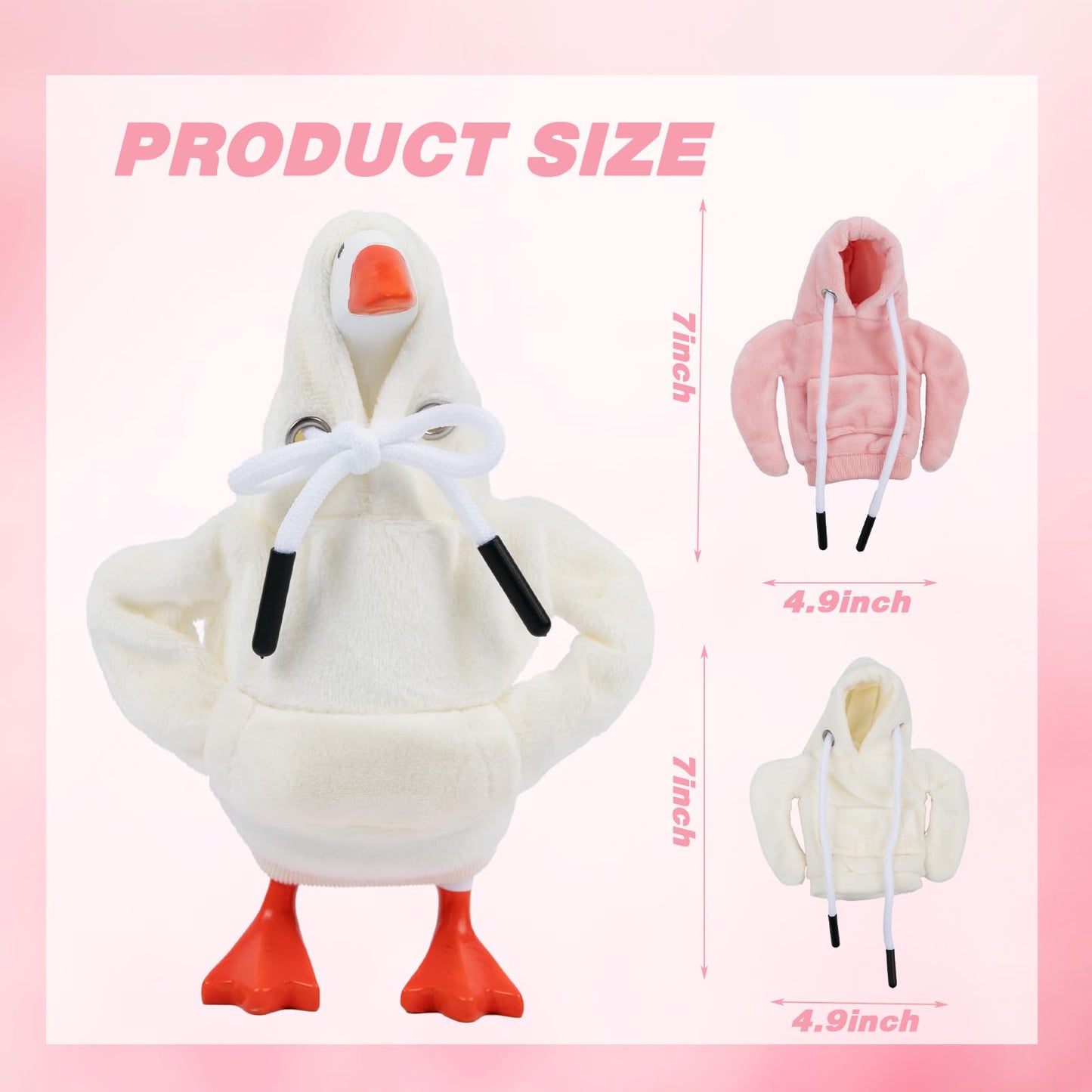 CAMDUCK 2 Pcs Desk Goose Outfits 7-Inch Pink & Beige – Mini Hoodies for Desk Geese