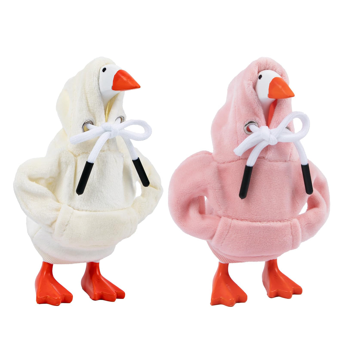 CAMDUCK 2 Pcs Desk Goose Outfits 7-Inch Pink & Beige – Mini Hoodies for Desk Geese