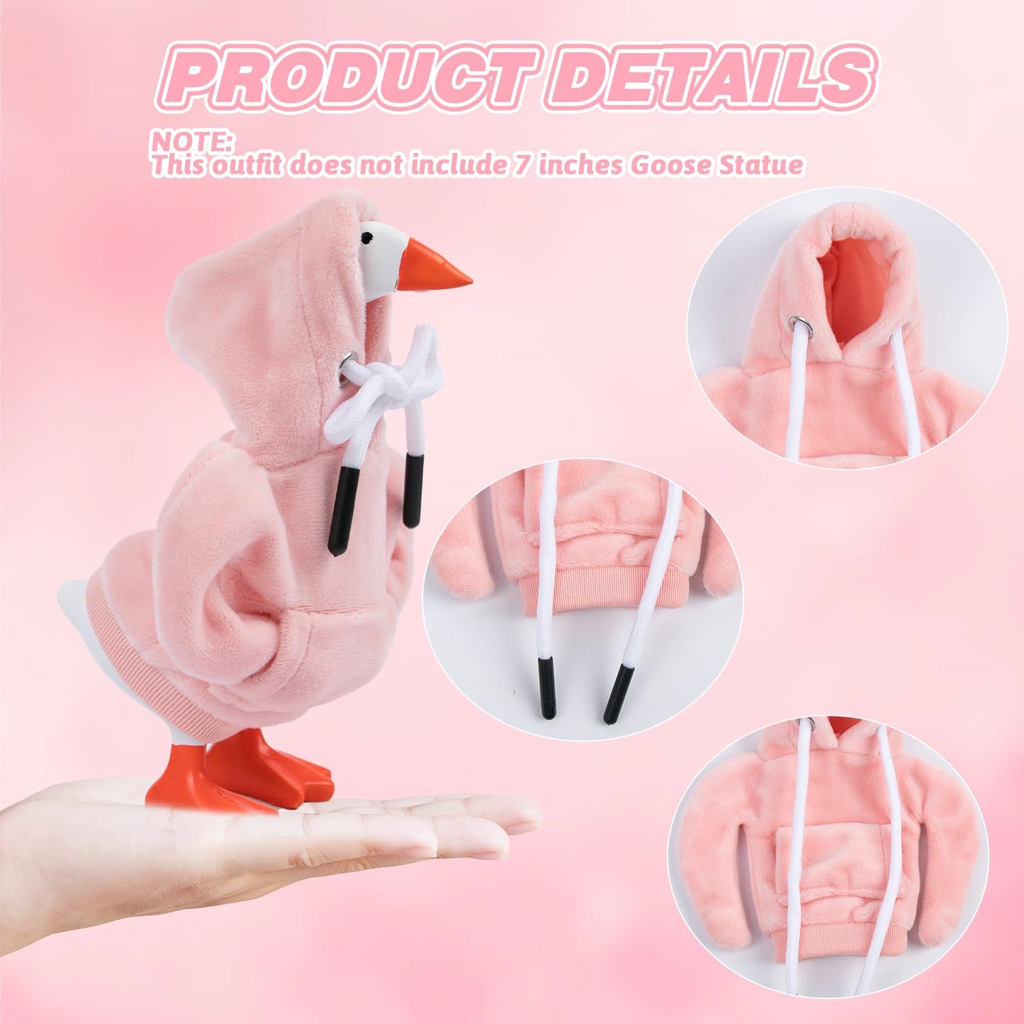 CAMDUCK 2 Pcs Desk Goose Outfits 7-Inch Pink & Beige – Mini Hoodies for Desk Geese