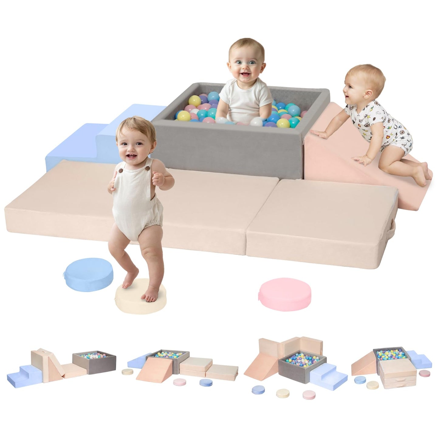 Camelus Climbing Toys for Toddlers - 7-Piece Soft Foam Climber & Ball Pit