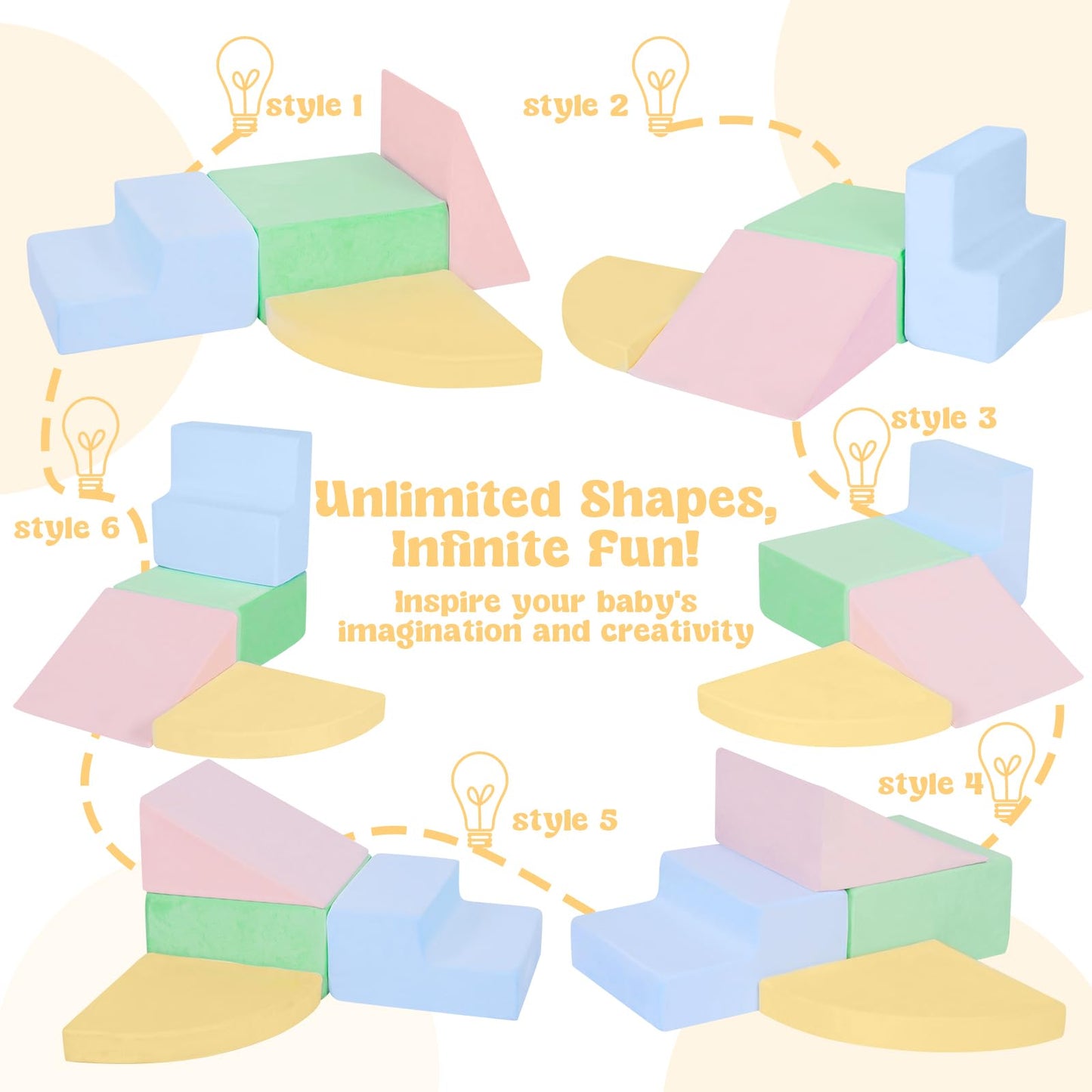 CAMELUS Climbing Blocks for Toddlers – 4-Piece Foam Soft Play Set for Indoor Climbing and Crawling