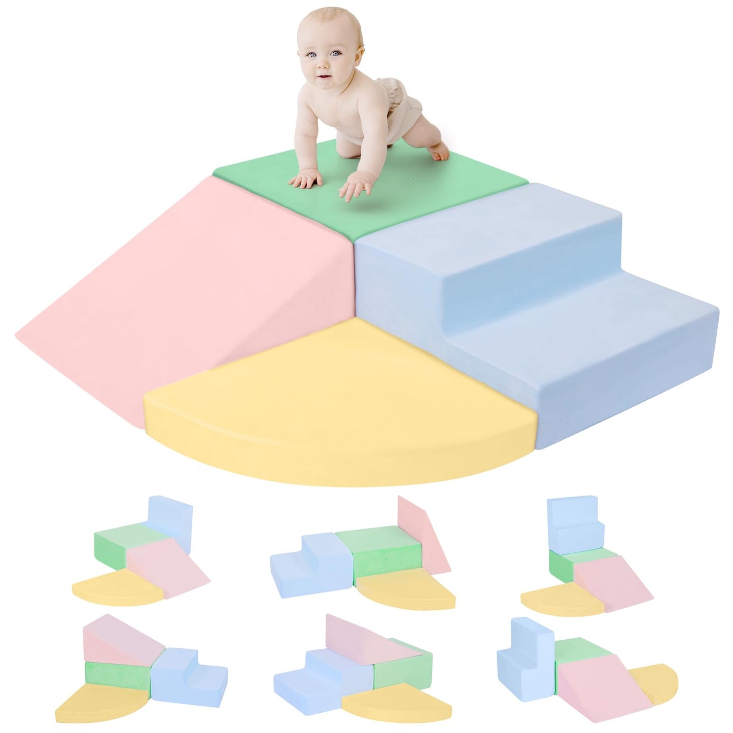 CAMELUS Climbing Blocks for Toddlers – 4-Piece Foam Soft Play Set for Indoor Climbing and Crawling