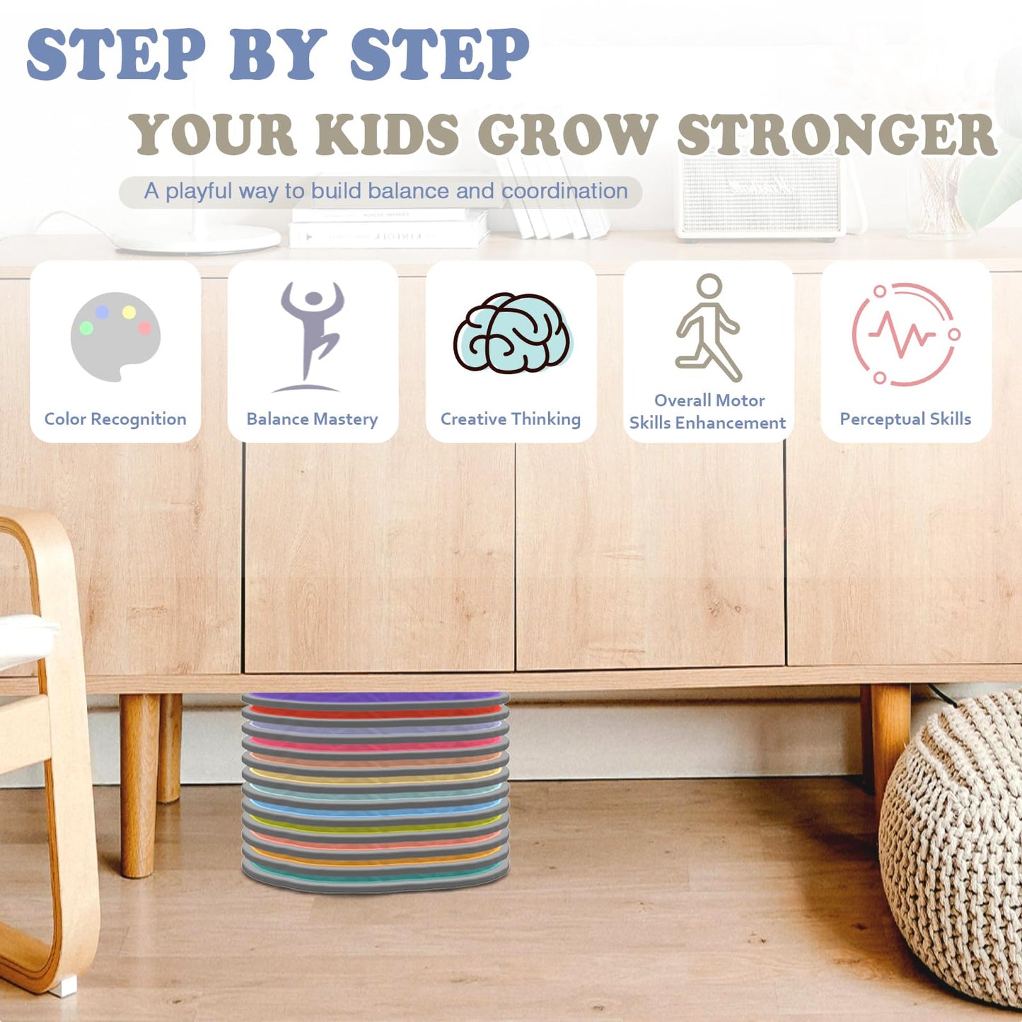 Camelus 12-Piece Stepping Stones for Kids | Balance & Imaginative Play Indoors & Outdoors