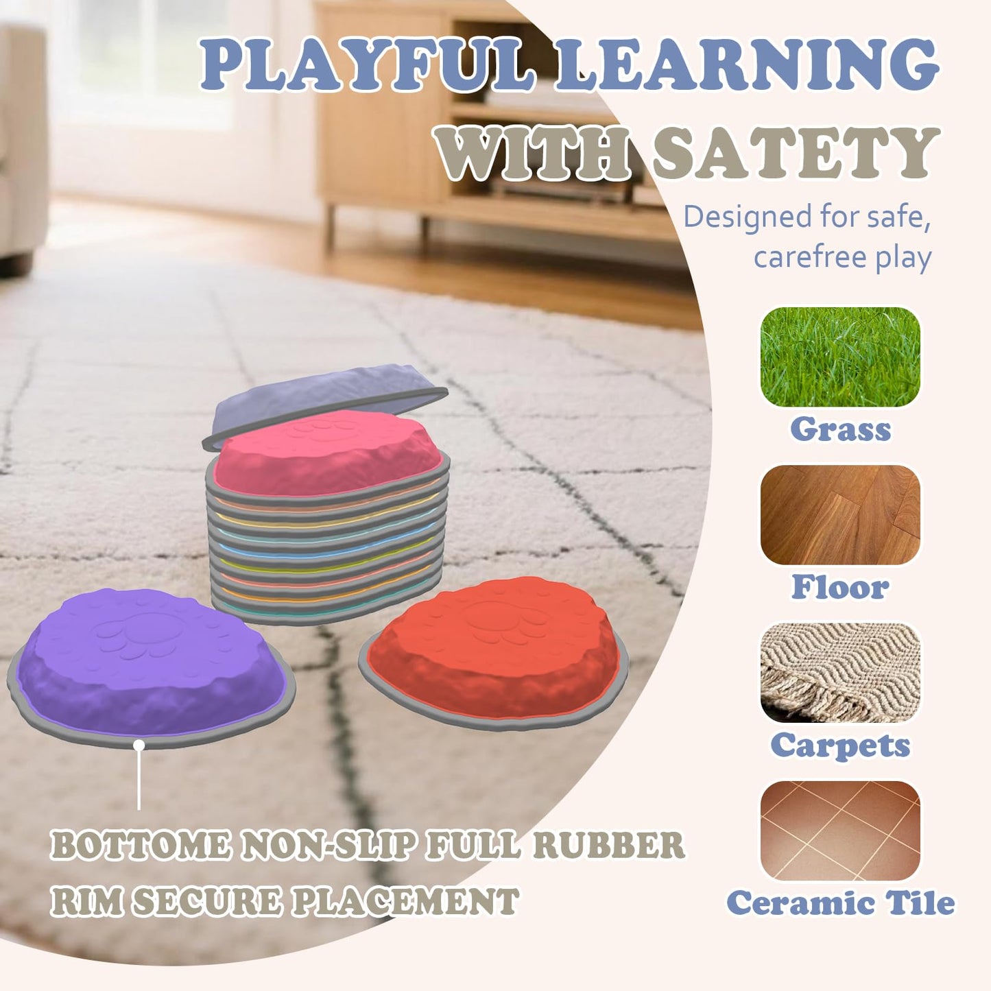 Camelus 12-Piece Stepping Stones for Kids | Balance & Imaginative Play Indoors & Outdoors