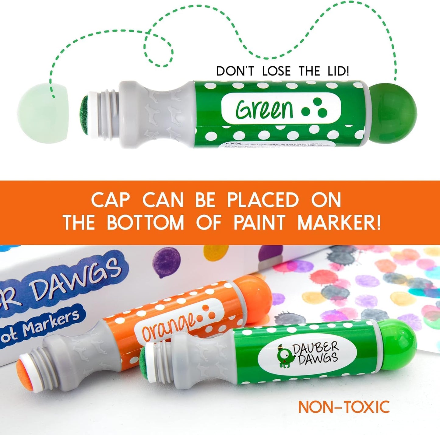 Cameron Frank 16 Washable Dauber Dawgs Dot Markers for Toddlers + Free PDF Activity Books