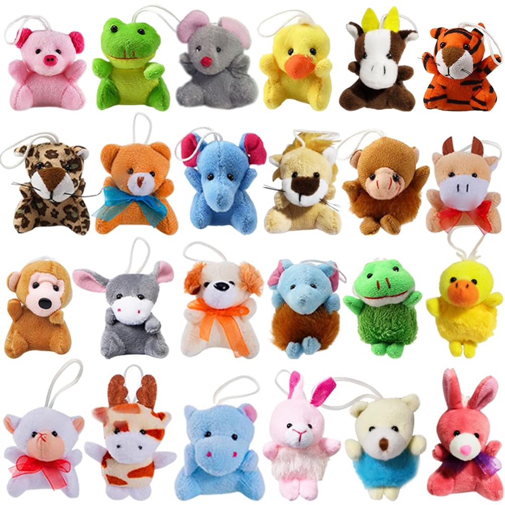 CAMIRUS 24-Pack Mini Animal Plush Toy Set – Cute Keychain Toys for Kids & Gifts