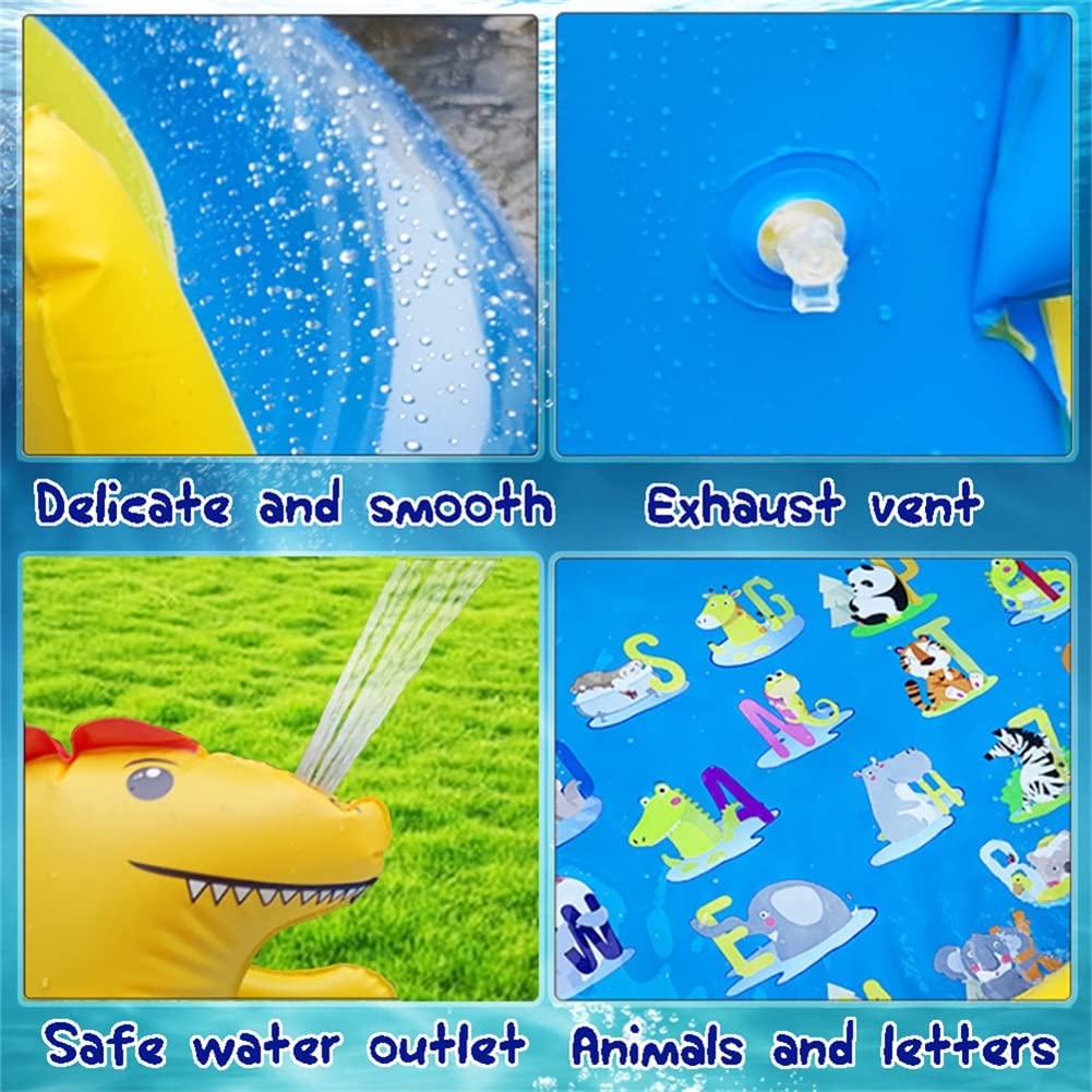 CAMIRUS Dinosaur Inflatable Play Center – 87x75x31.5 in Kids’ Sprinkler Pool with Slide