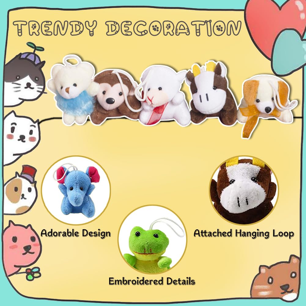 CAMIRUS 24-Pack Mini Animal Plush Toy Set – Cute Keychain Toys for Kids & Gifts