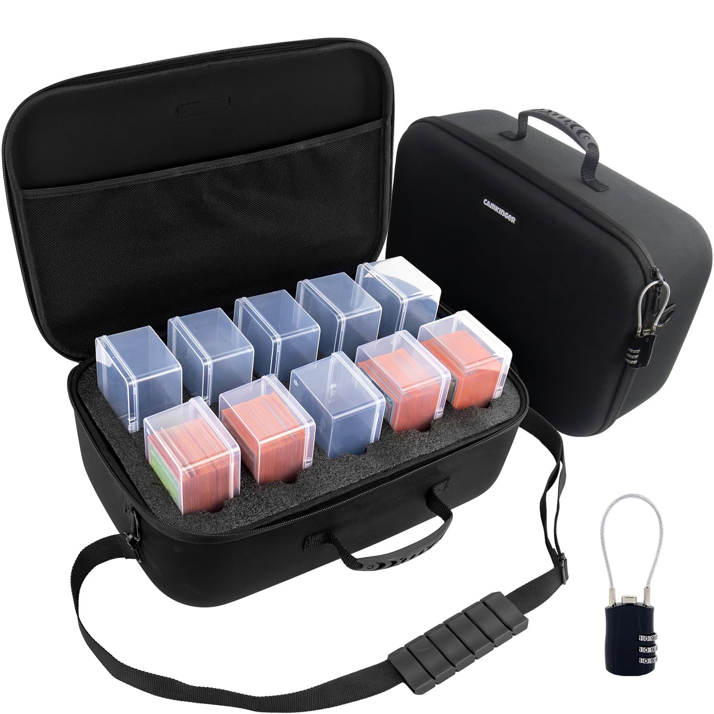 Camkinger Card Deck Box Set — 10 Clear Boxes with Portable Case for MTG, TCG, and Playing Cards