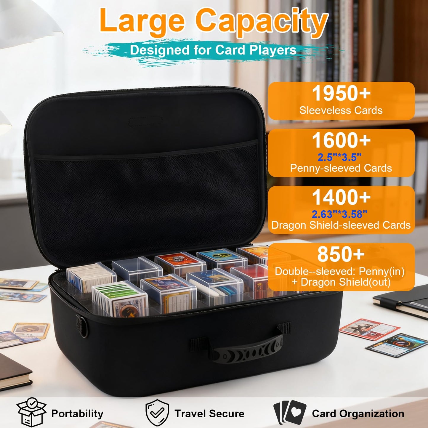 Camkinger Card Deck Box Set — 10 Clear Boxes with Portable Case for MTG, TCG, and Playing Cards