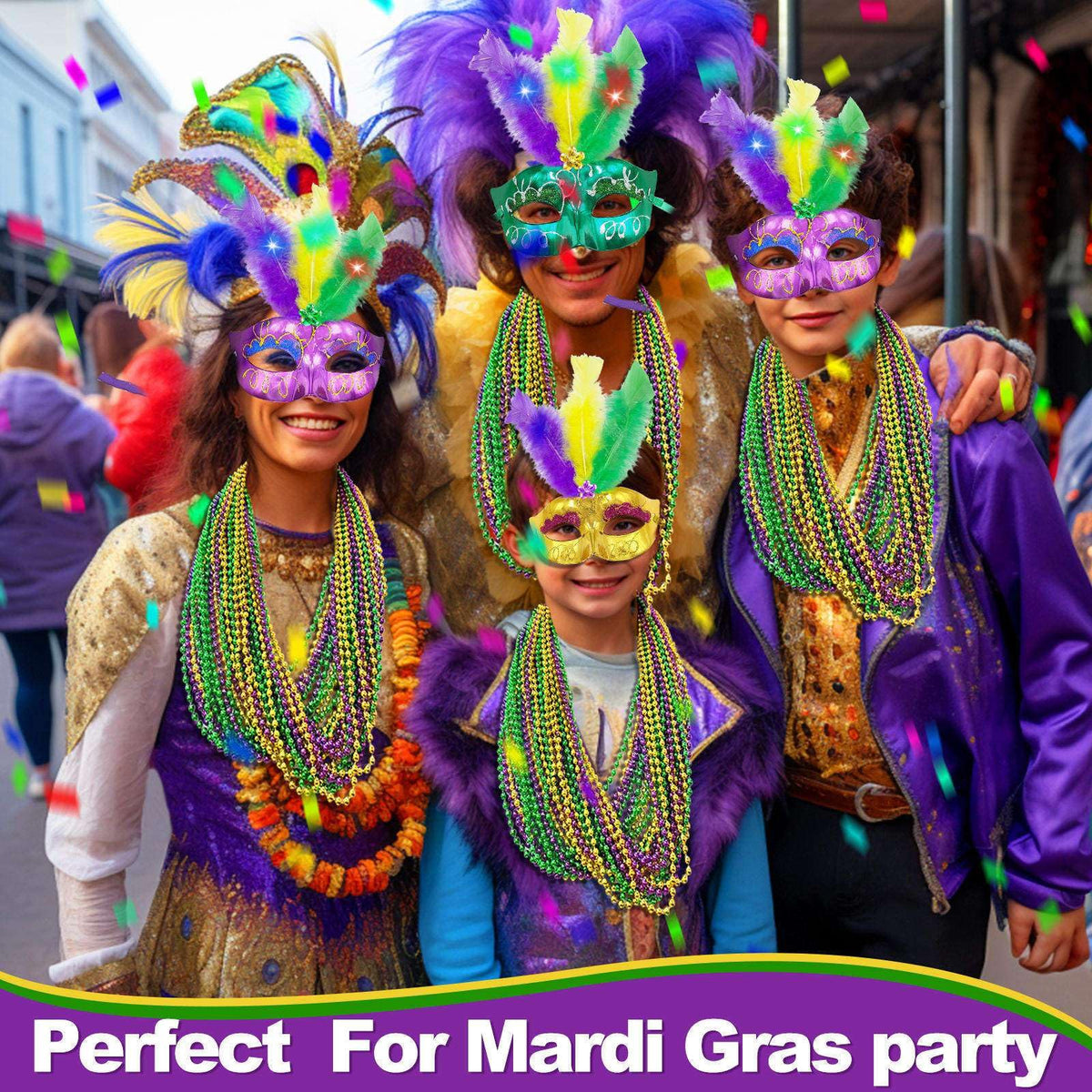 Camlinbo Mardi Gras Beads 250 Pcs - 33-Inch Green Gold Purple Necklaces