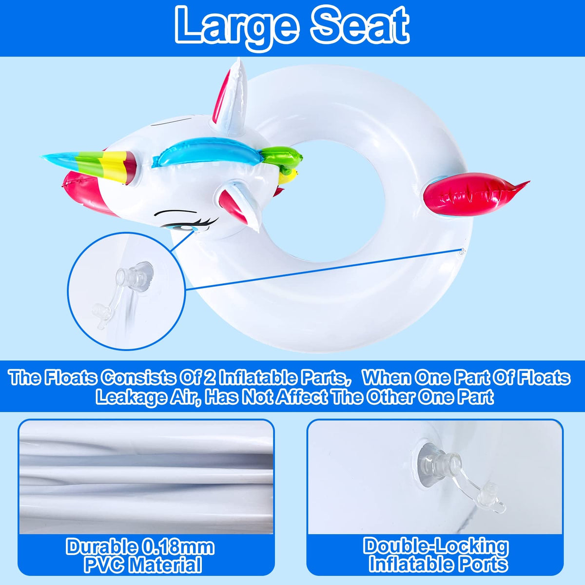Camlinbo 2 Pack Kids Pool Floats — Unicorn & Flamingo Swim Rings