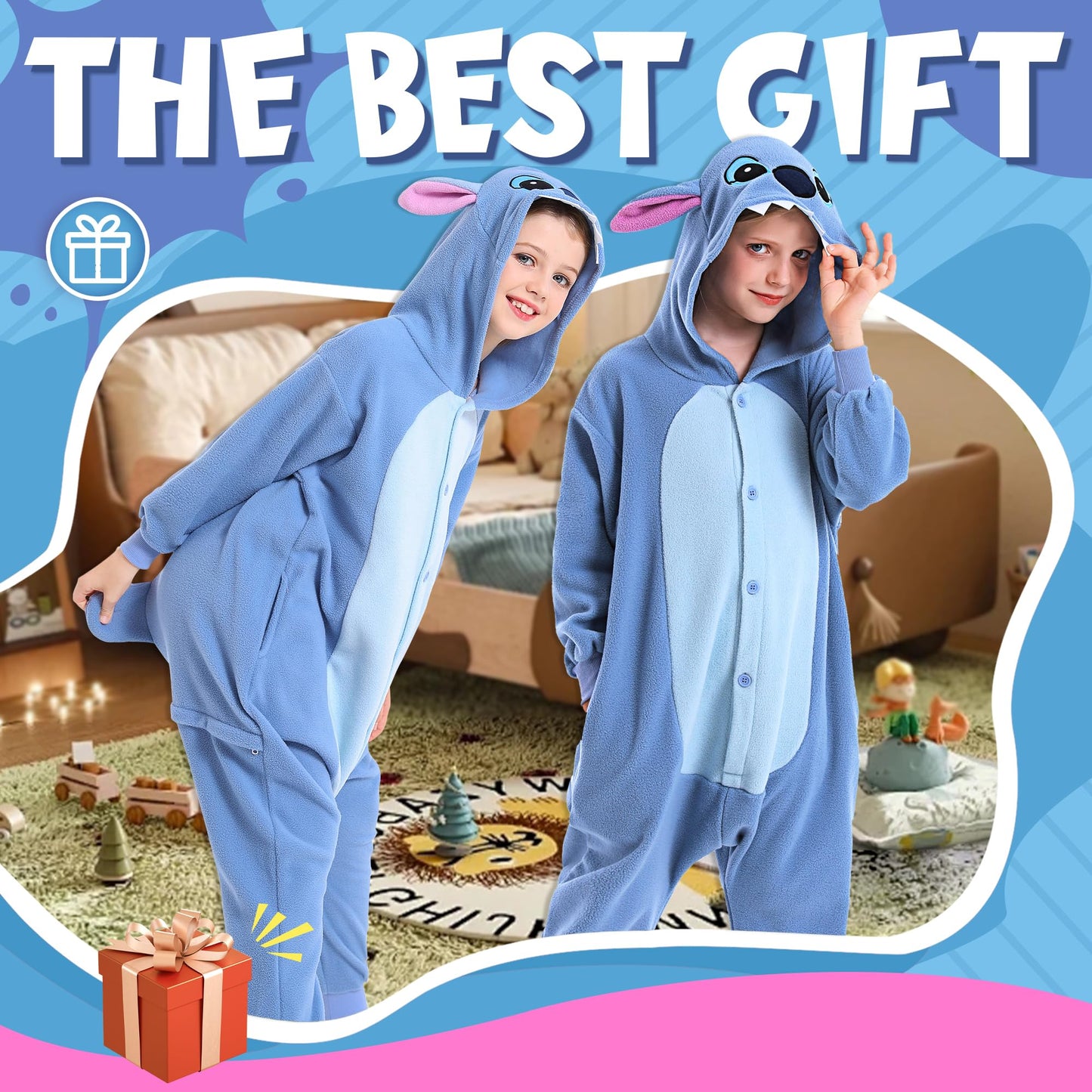 CANASOUR Kids Blue Animal Onesie Costume – 5T Anime Cosplay Pajamas