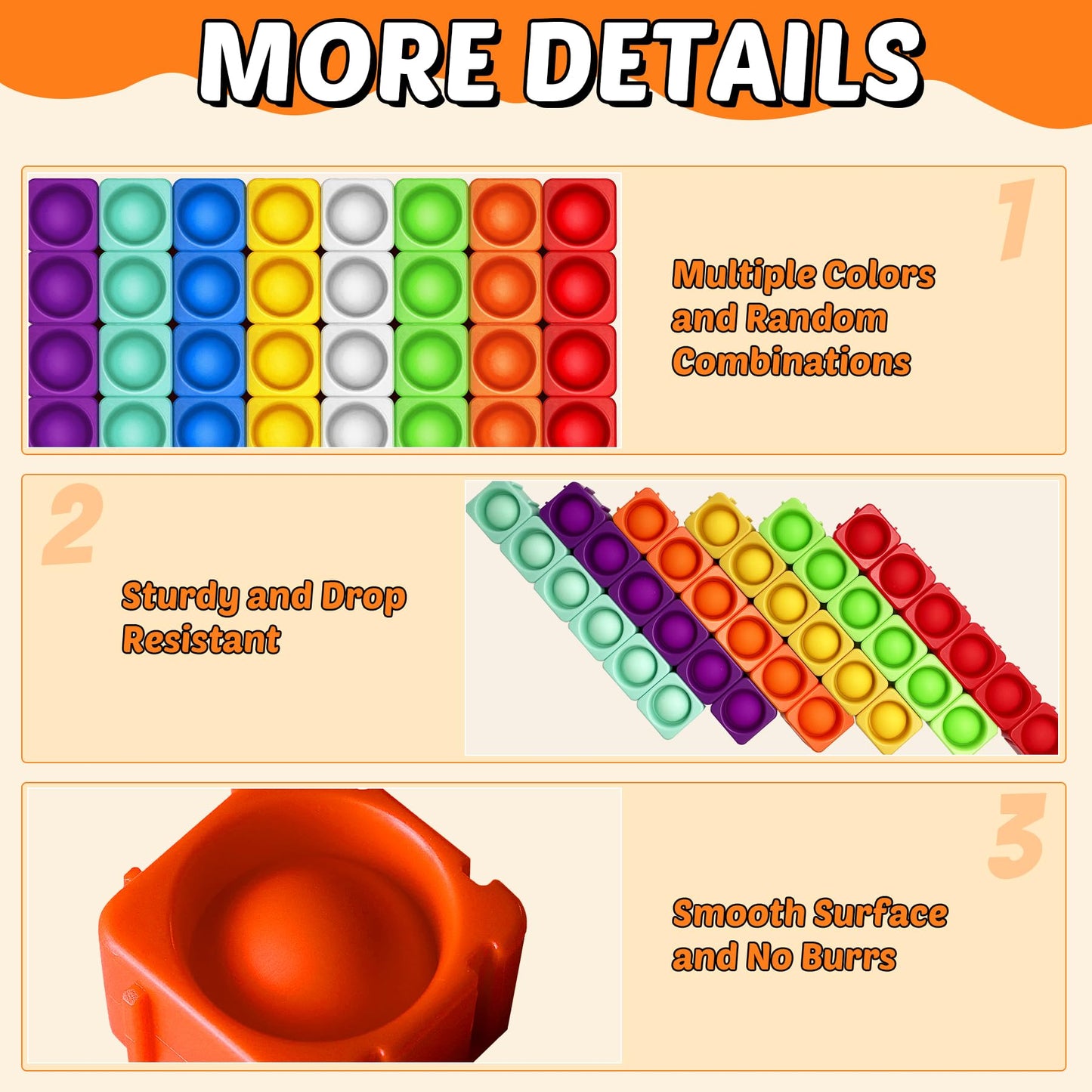 Candisplay Giant Pop Blocks Bubble – Premium Silicone Fidget Blocks for Imaginative Play & Learning (36PCS)