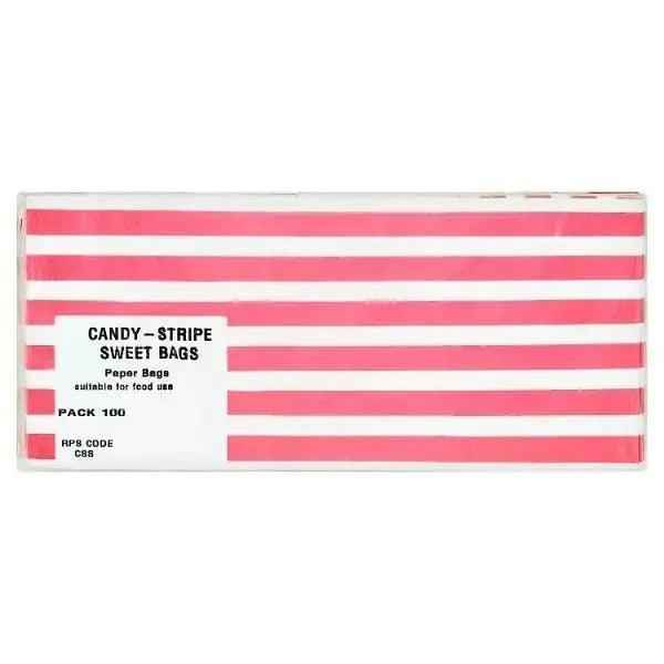 Candy Pink Striped Sweet Bags x 100