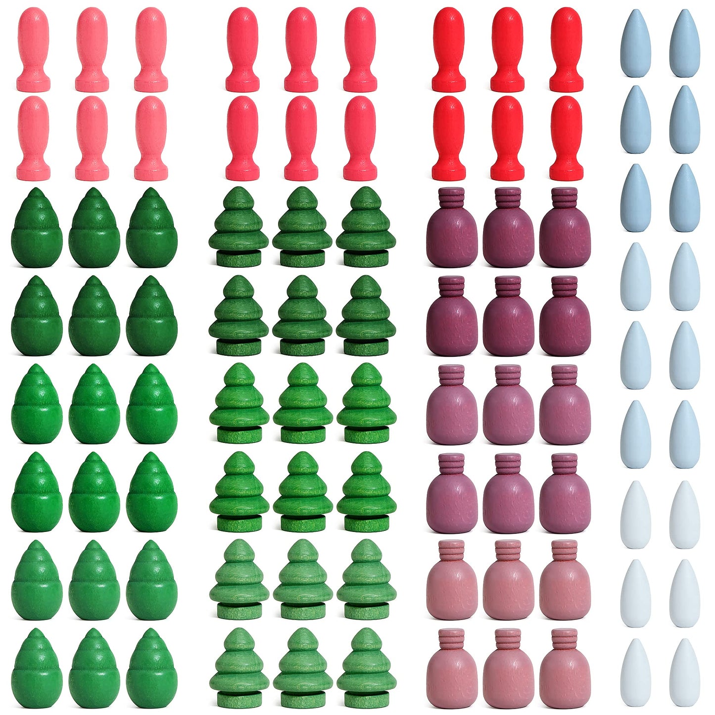 Candywood Large Rainbow Color Wooden Loose Parts Set — 90 Pieces, 5 Shapes, 15 Colors, Mandala Rainbow Blocks