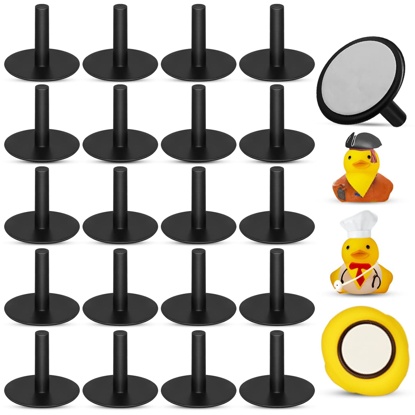CANIPHA 20Pcs Car Duck Holder Kit – Self-Adhesive Rubber Duck Display Mounts, Black