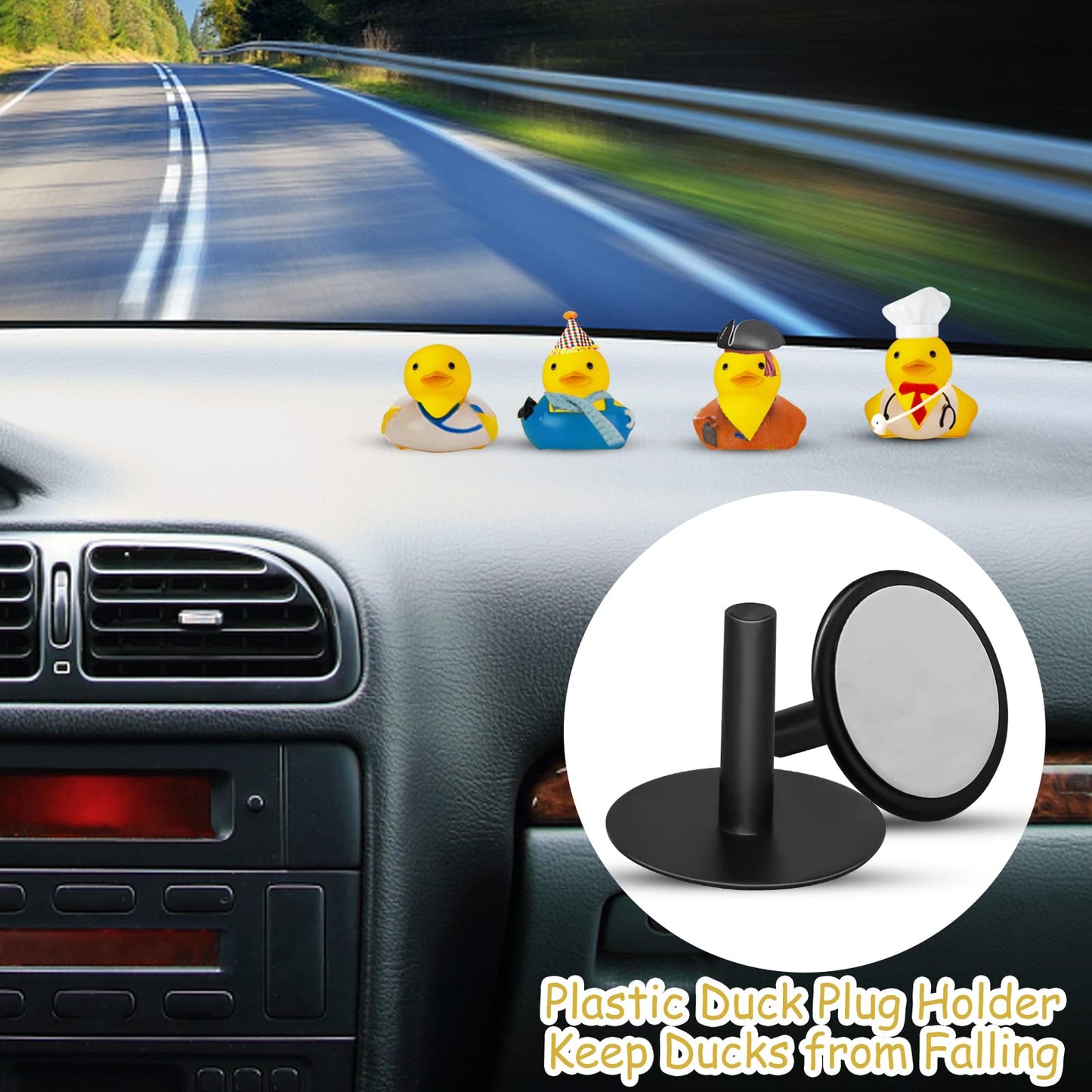 CANIPHA 20Pcs Car Duck Holder Kit – Self-Adhesive Rubber Duck Display Mounts, Black