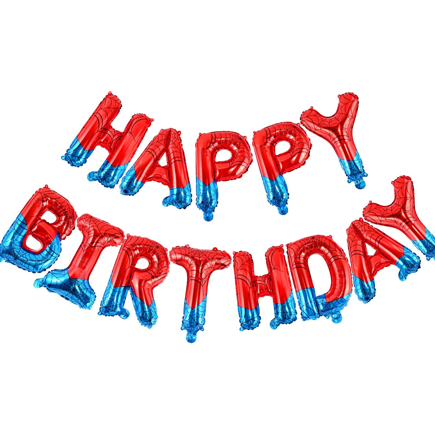 CANREVEL Happy Birthday Banner 13pc - 16-Inch Mylar Letters | Spider Theme Party Decor