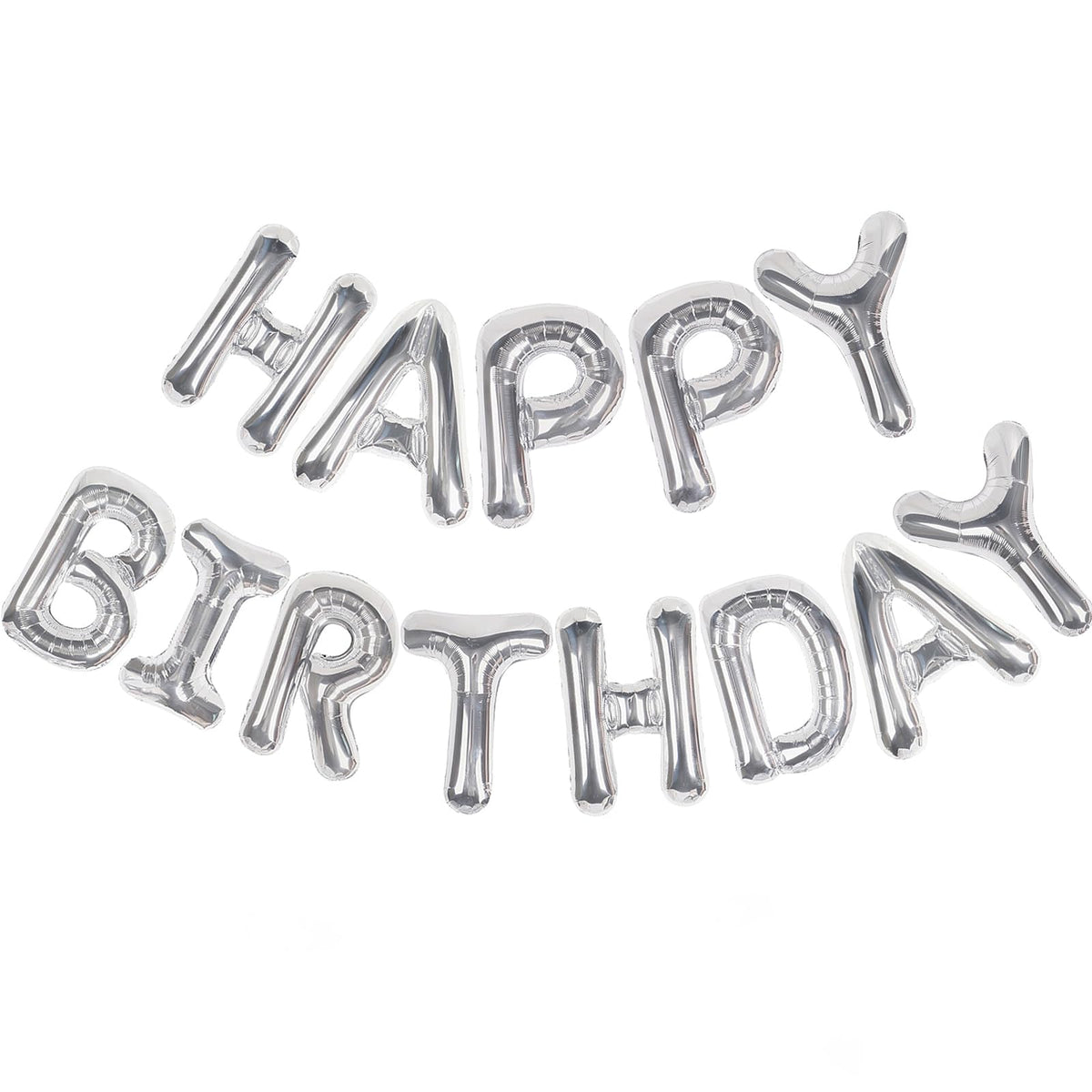 CANREVEL Happy Birthday Banner 13pc 16in Silver Foil Letters – Party Decor