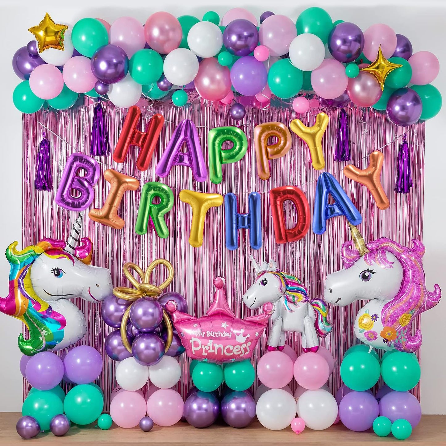 CANREVEL Happy Birthday Banner – 13 Pcs, 16-Inch Rainbow Mylar Letters, Birthday Party Decor