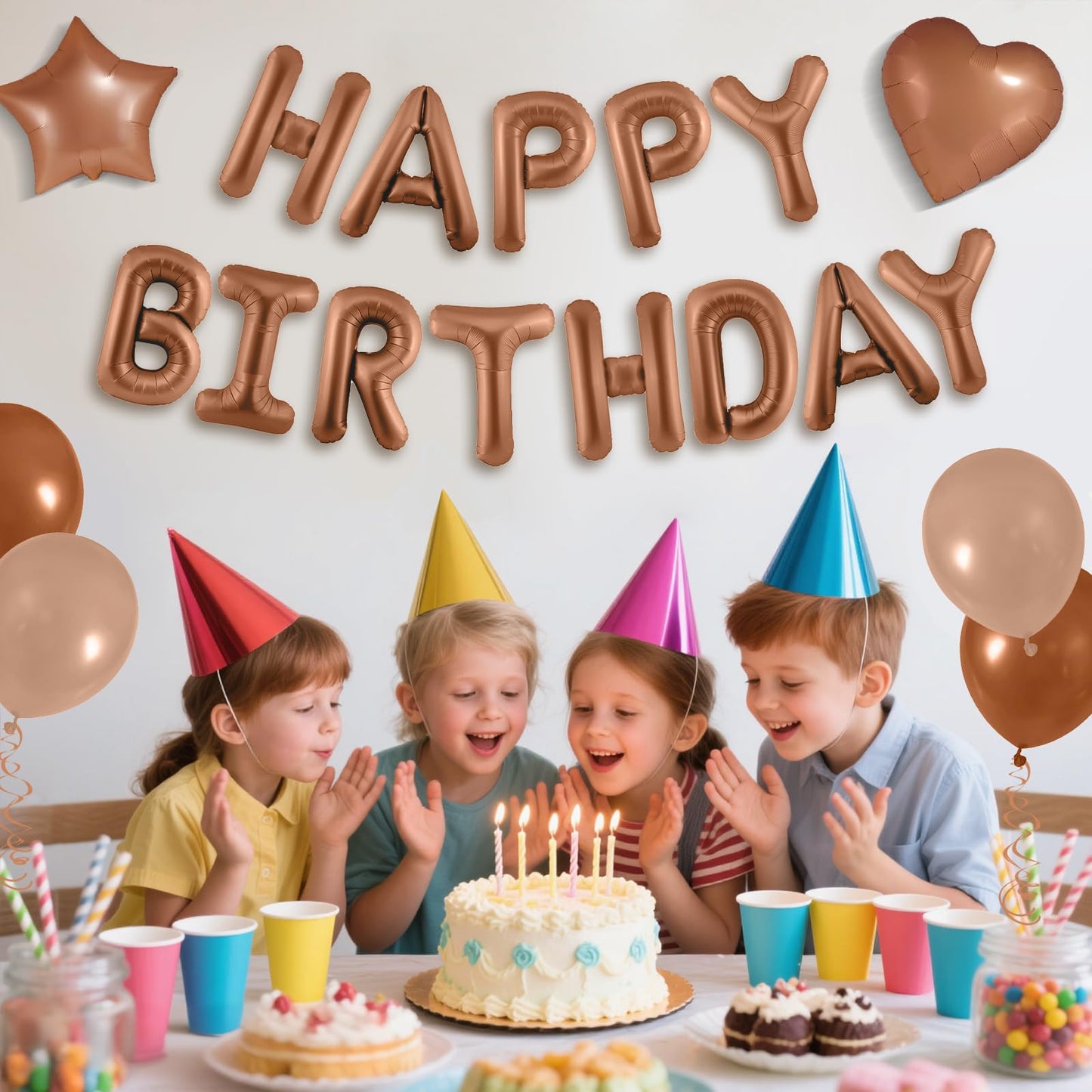 CANREVEL Happy Birthday Banner 13pc 16-Inch Chocolate Foil Letters – 3D Party Decor