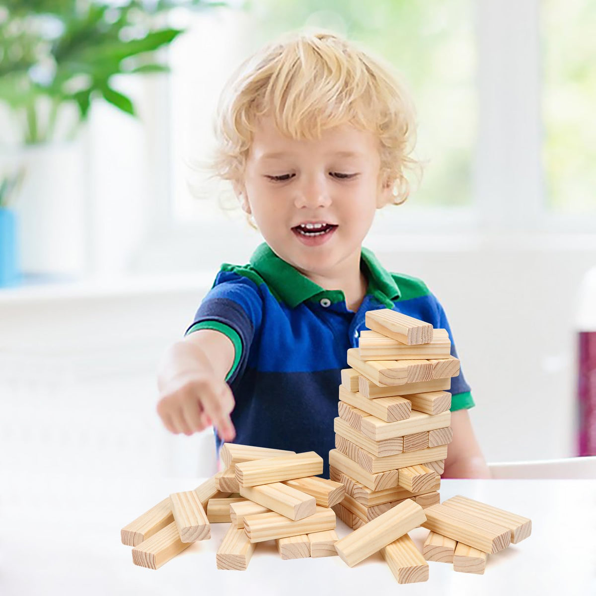 Canuan 54PCS Classic Block Stacking Game – Family Wooden Tumbling Tower