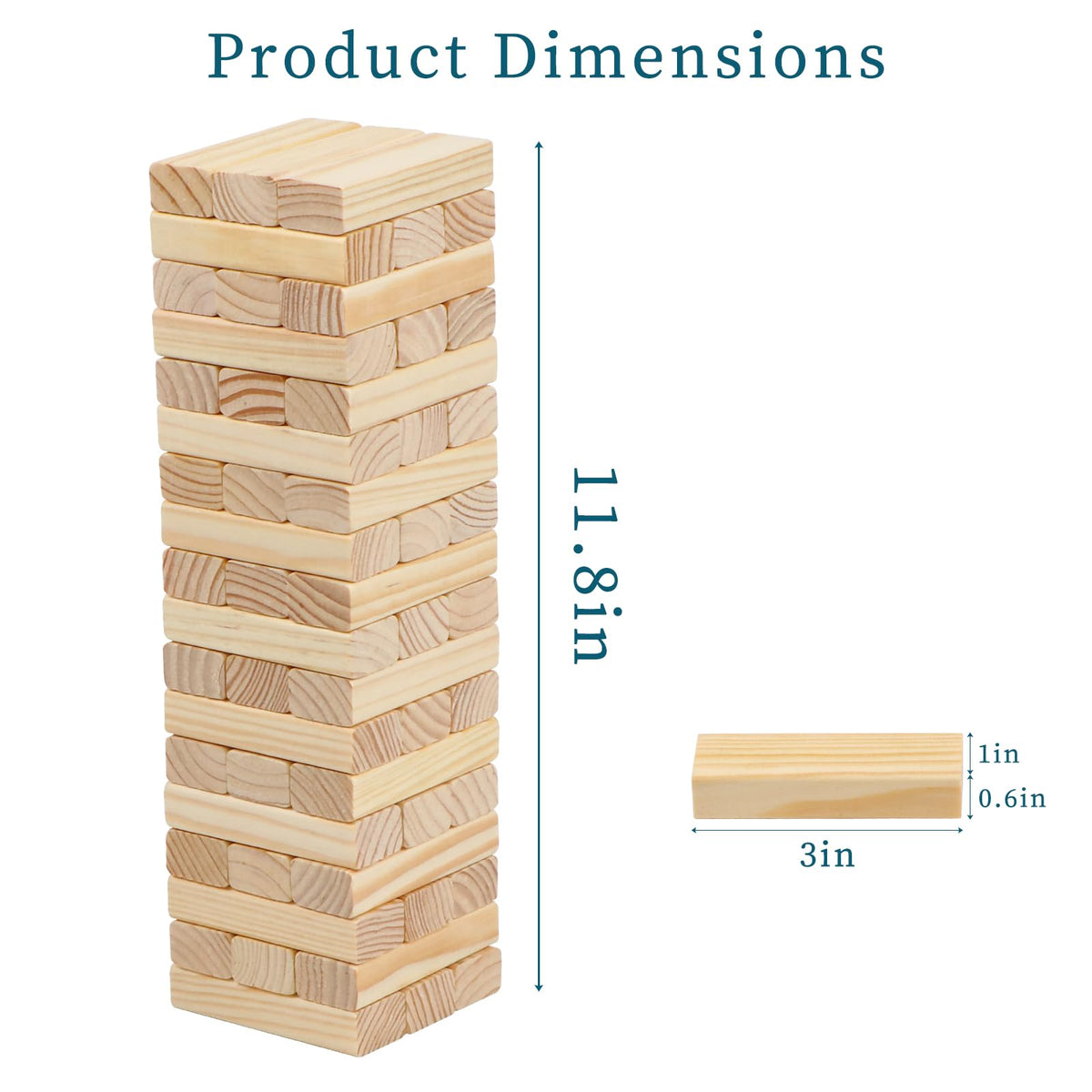 Canuan 54PCS Classic Block Stacking Game – Family Wooden Tumbling Tower
