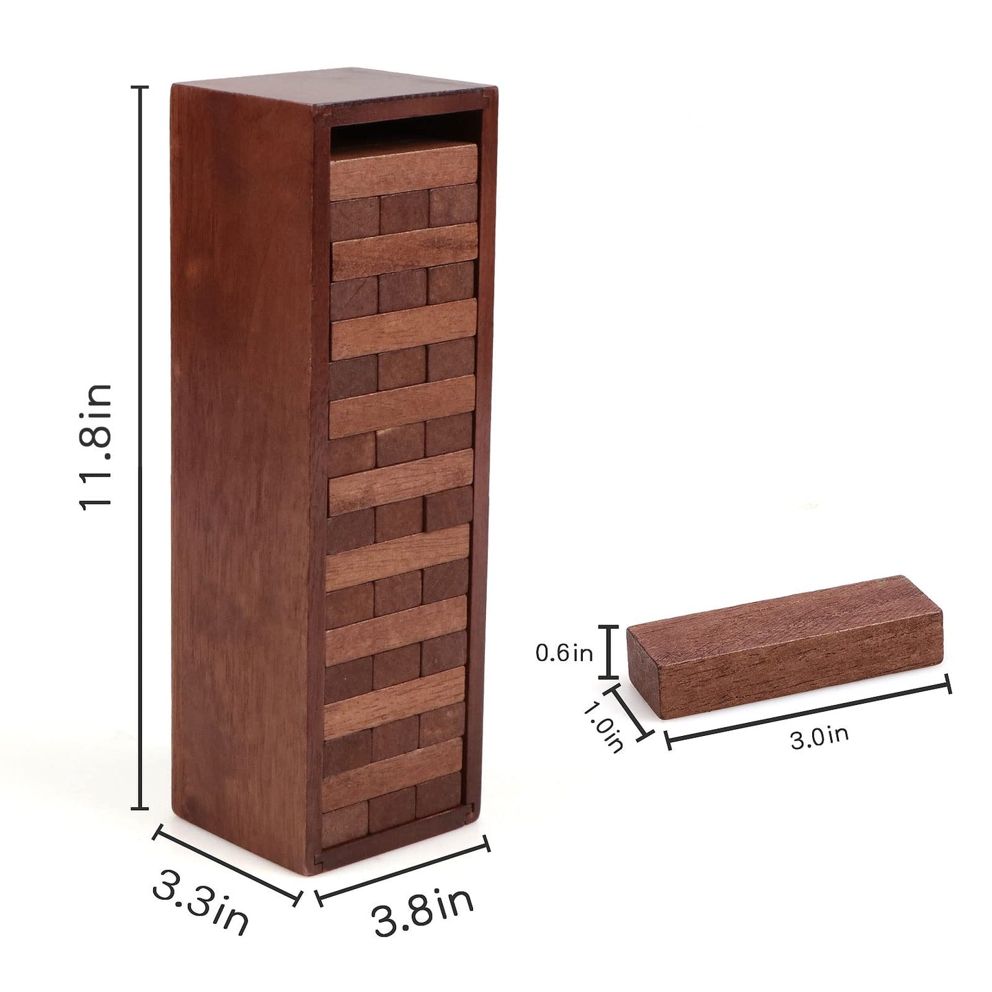 Canuan Wooden Tumbling Tower 54PCS Blocks with Dice | Family Party Game & Storage Box