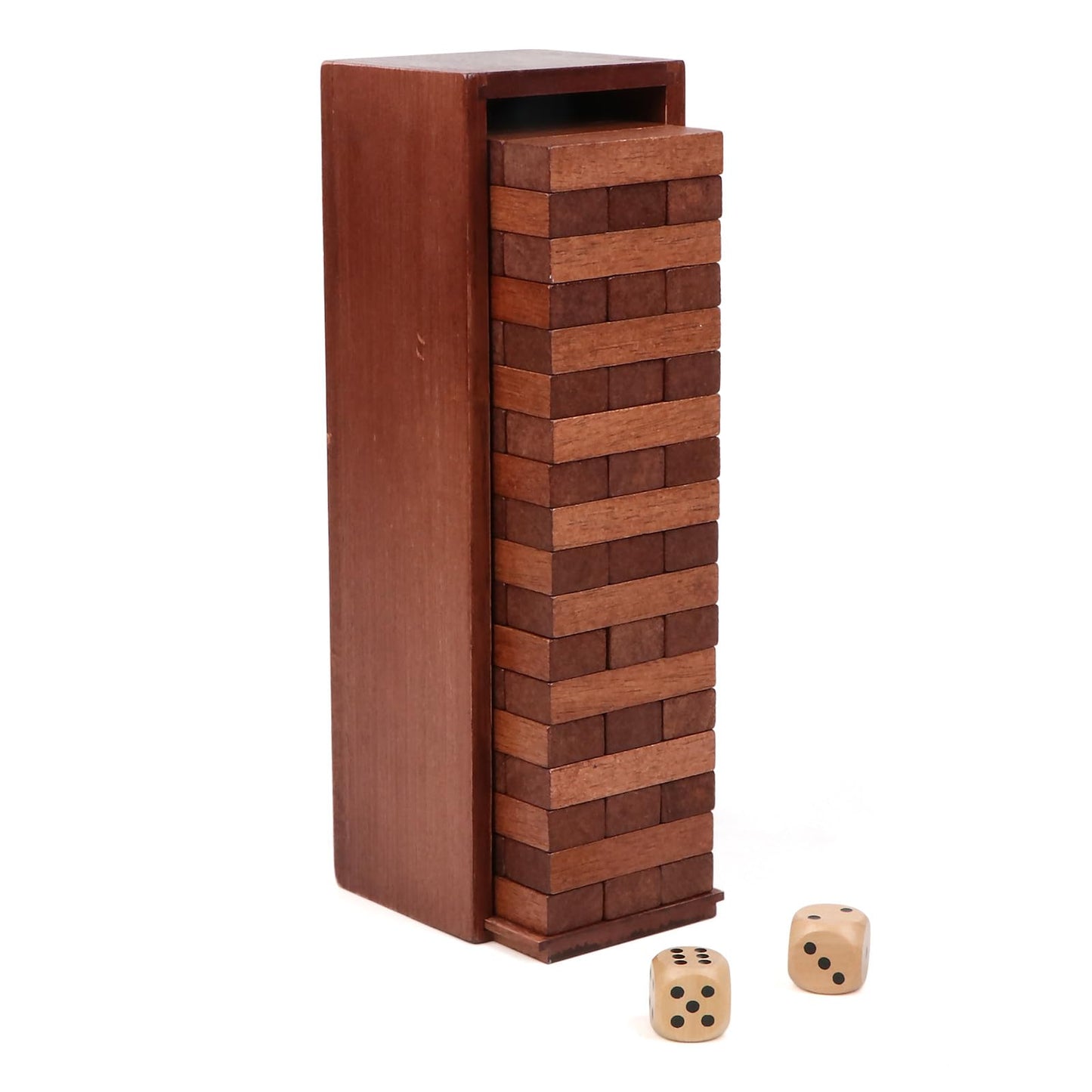 Canuan Wooden Tumbling Tower 54PCS Blocks with Dice | Family Party Game & Storage Box